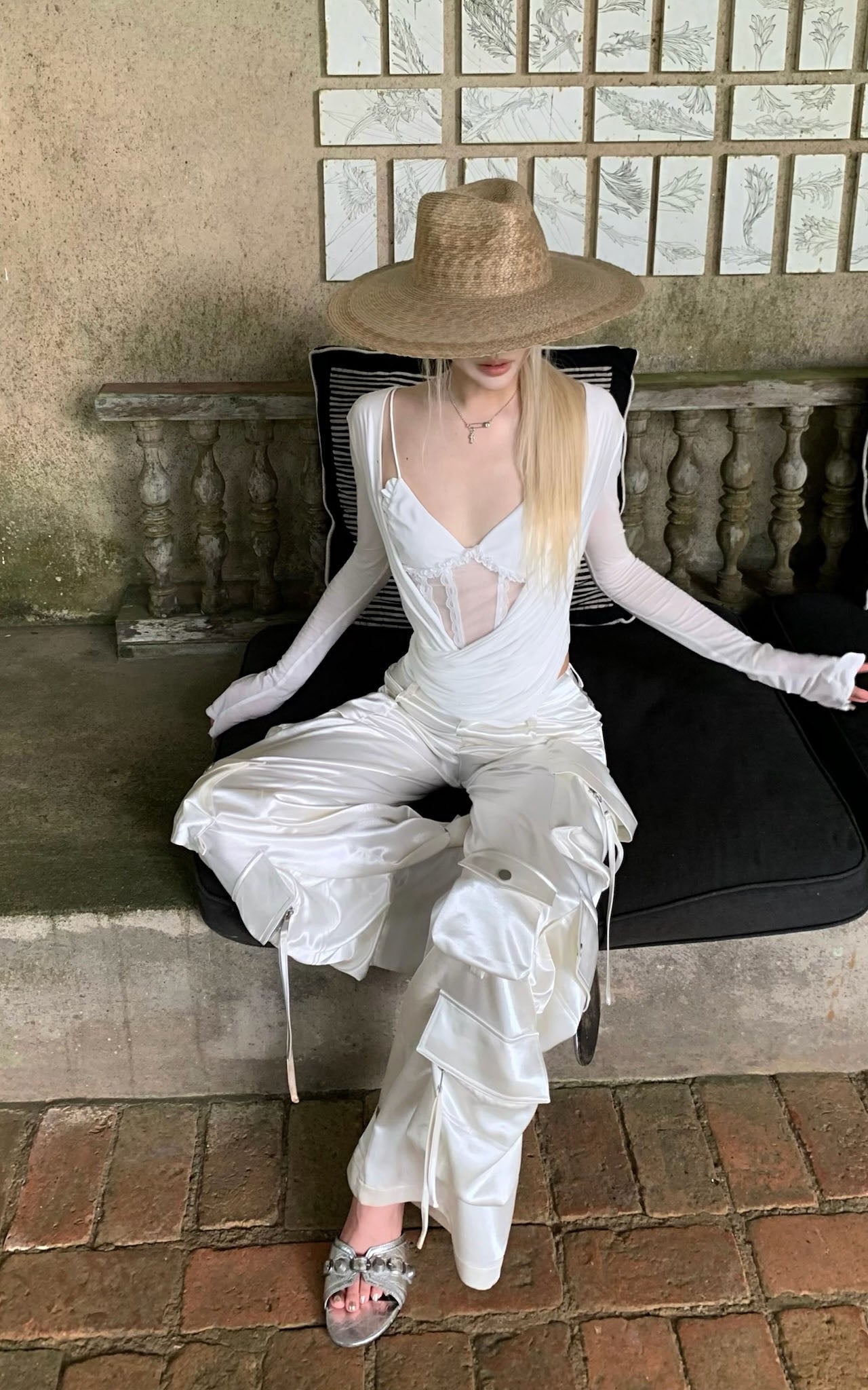 Draped Top with Lace Camisole Set
