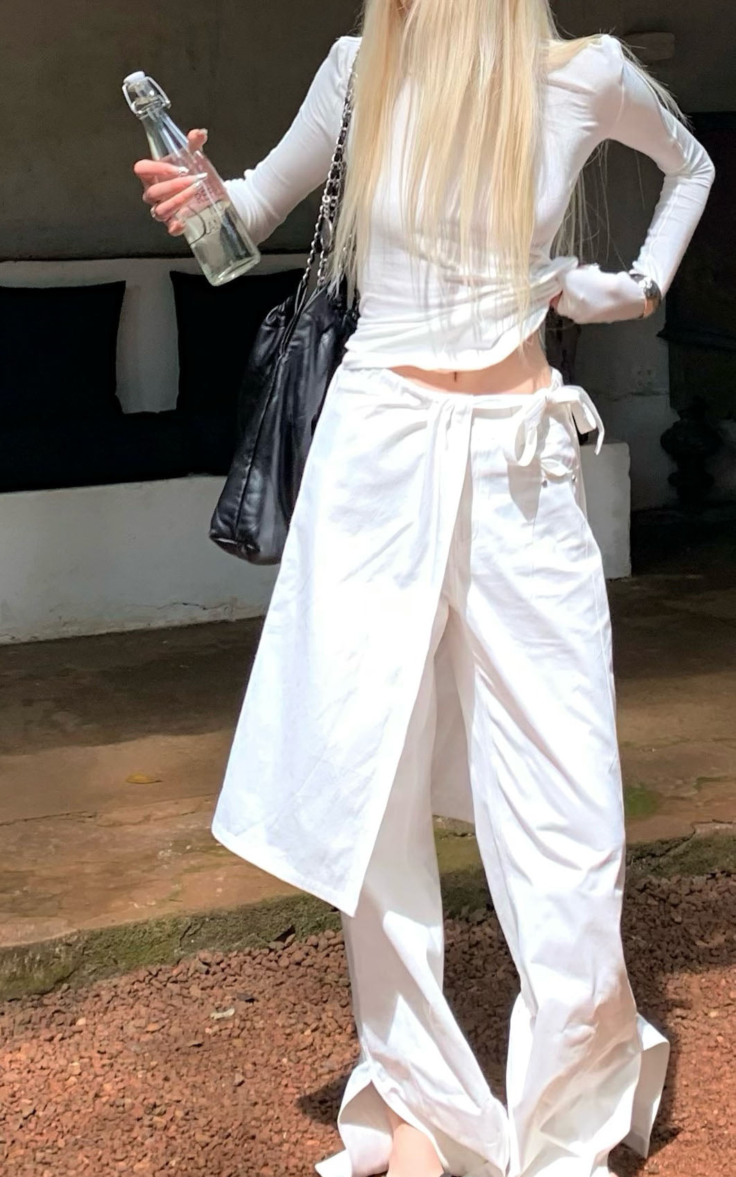 White Split Hem Utility Pants