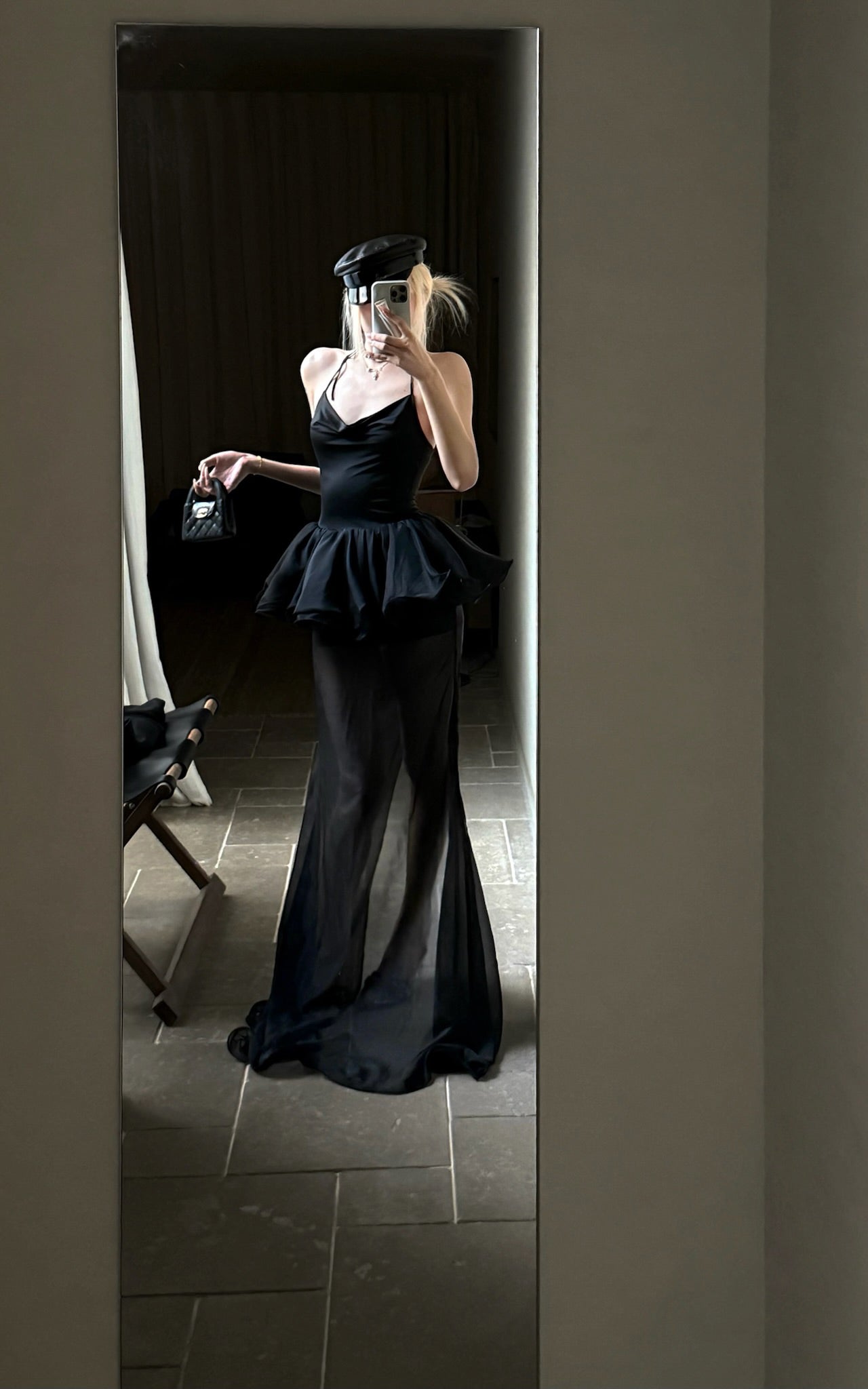 Sheer Layered Tulle Halter Dress