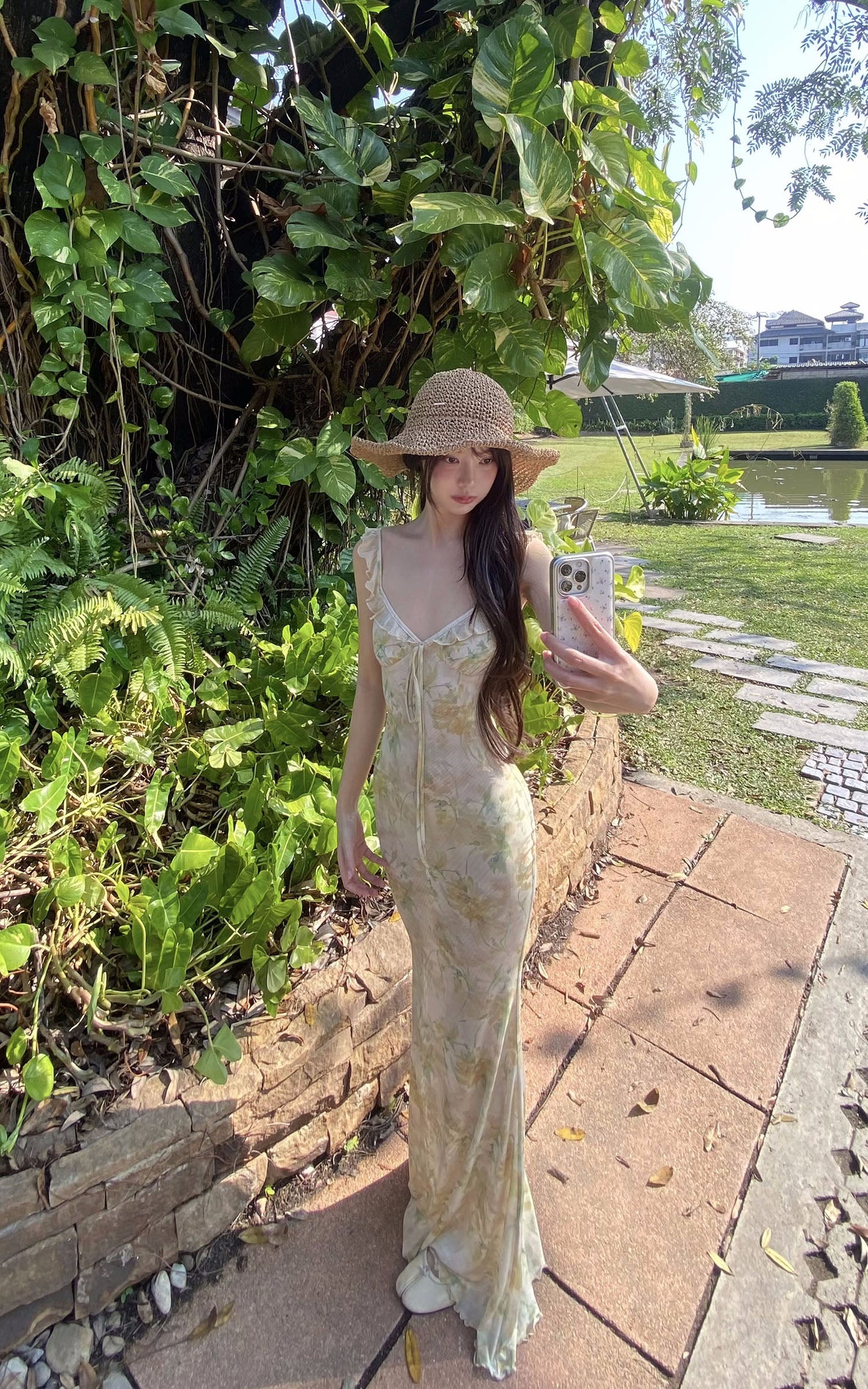 Watercolor Mesh Ruffle Dress