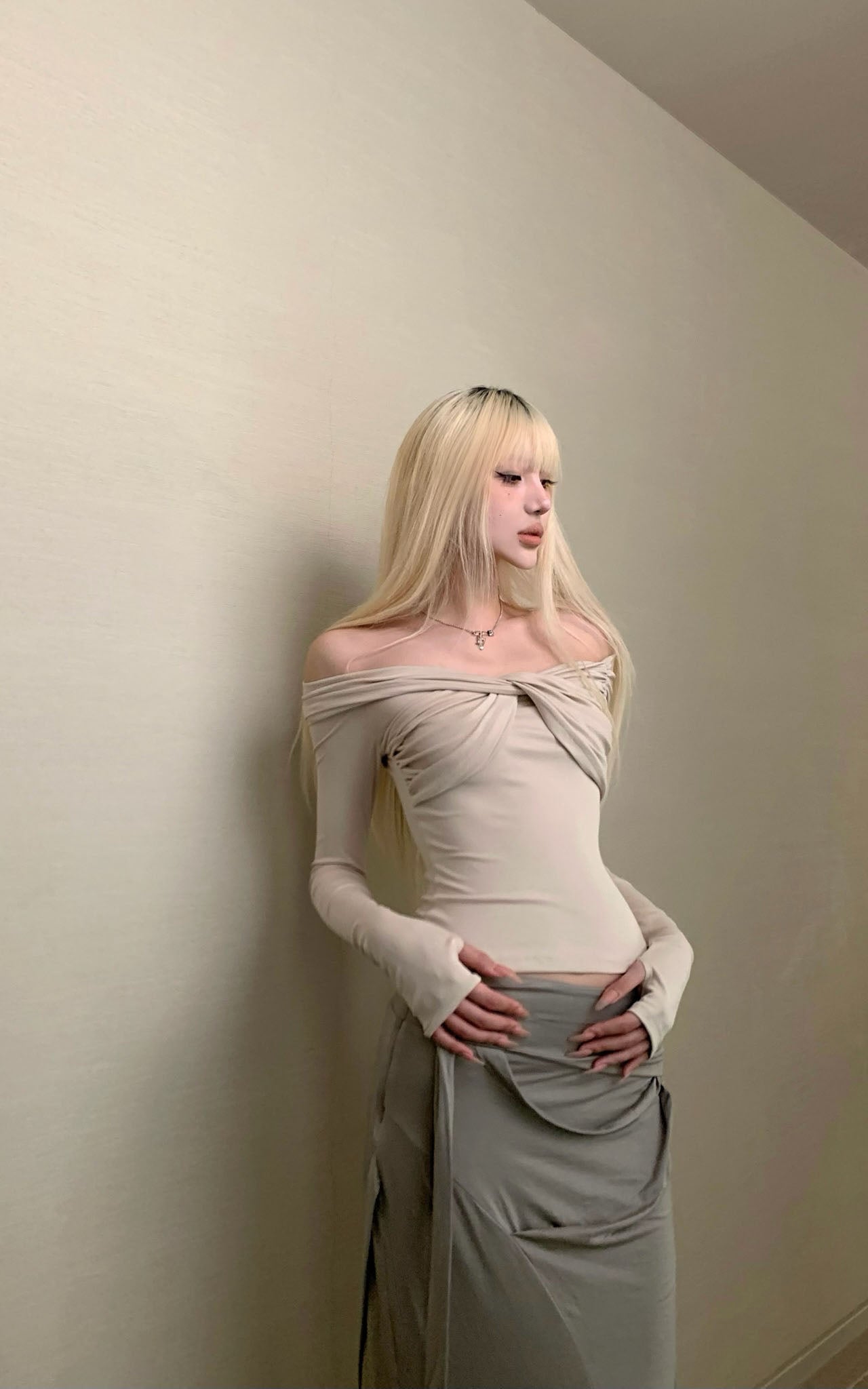 Twisted Off-Shoulder Ribbed Top