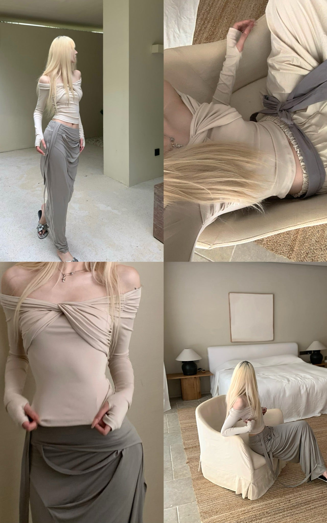 Twisted Off-Shoulder Ribbed Top