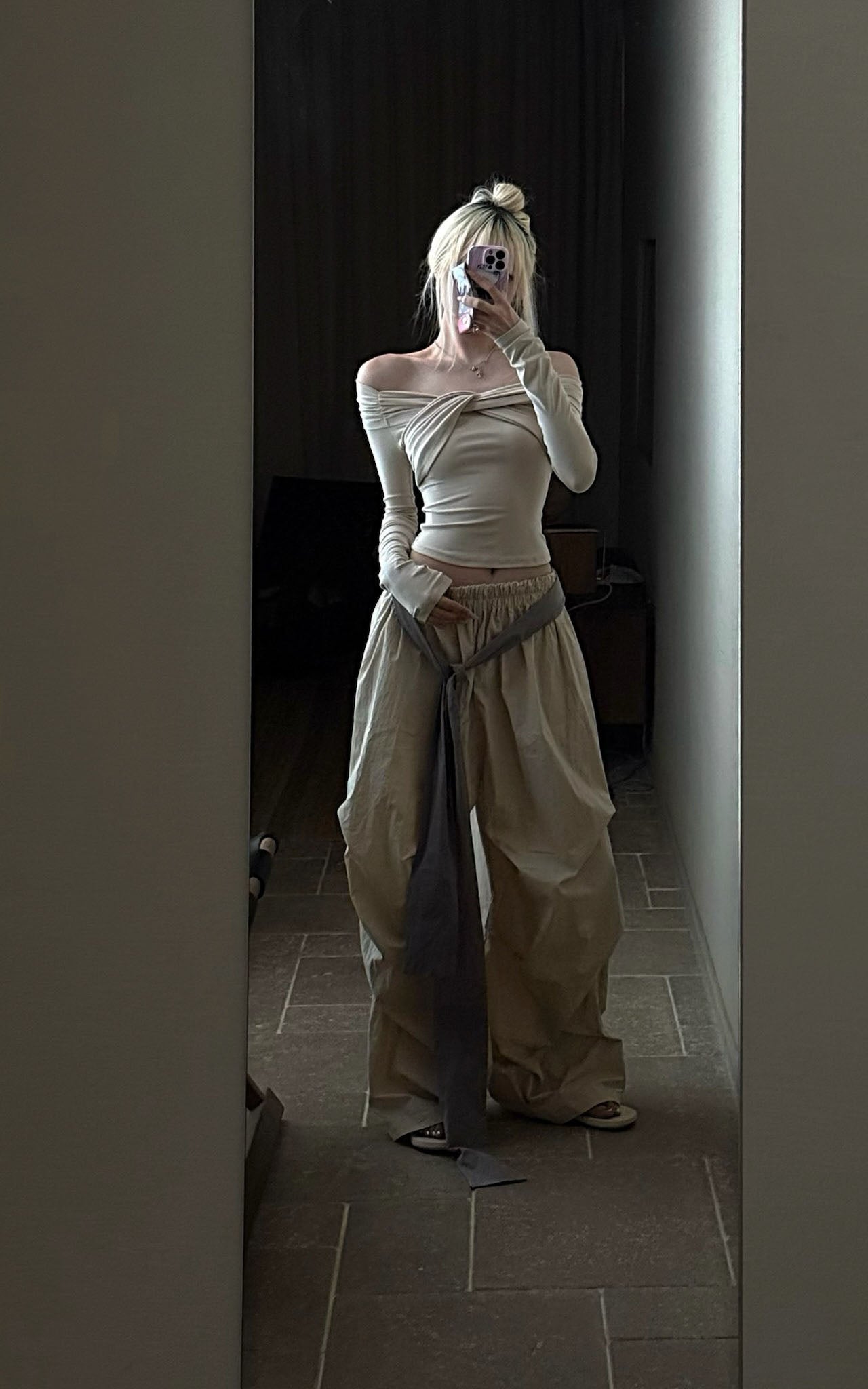 Twisted Off-Shoulder Ribbed Top