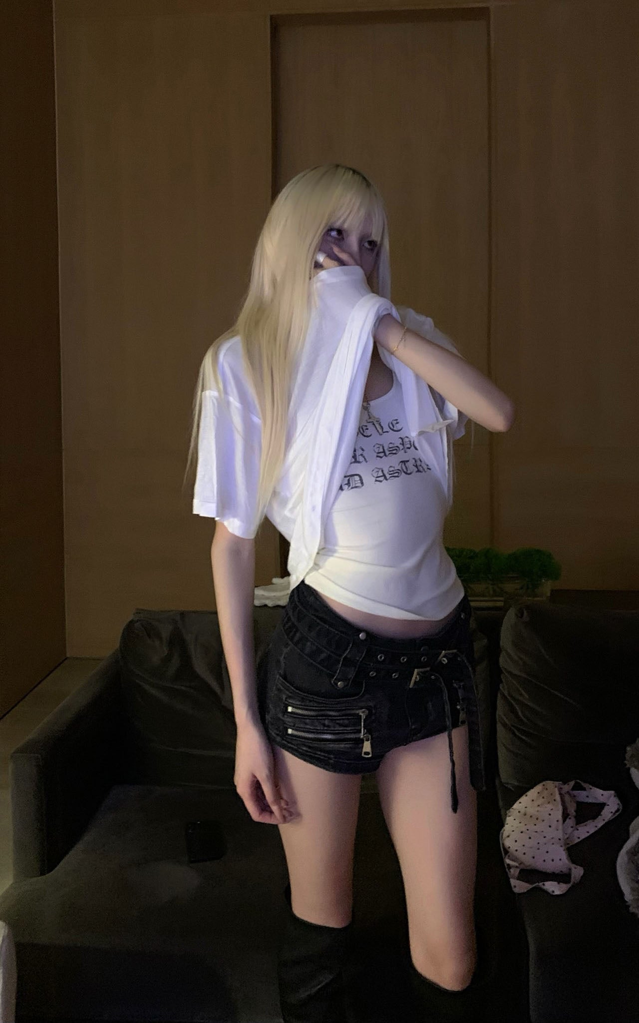 Multi-Belt Deconstructed Utility Denim Shorts