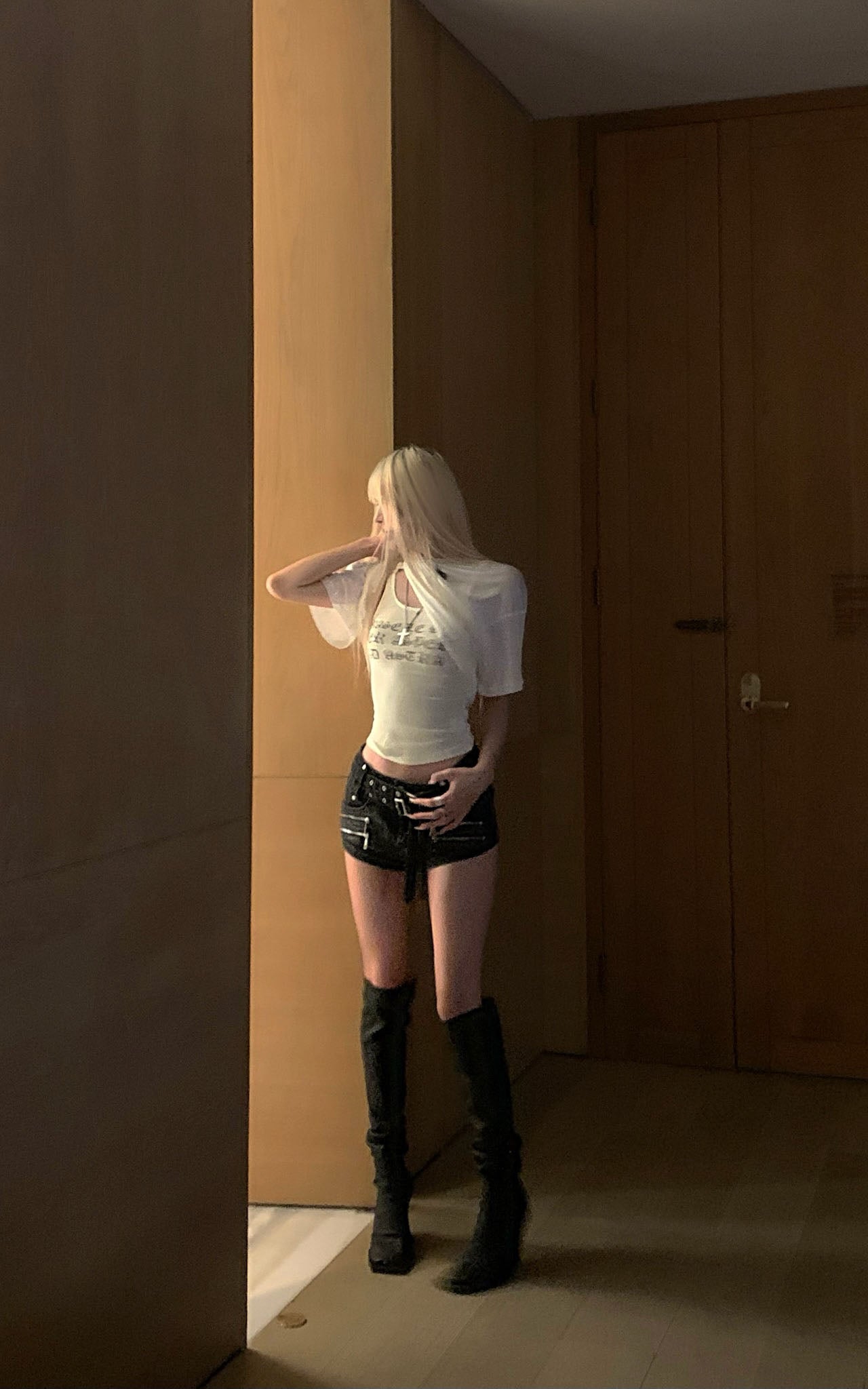 Multi-Belt Deconstructed Utility Denim Shorts