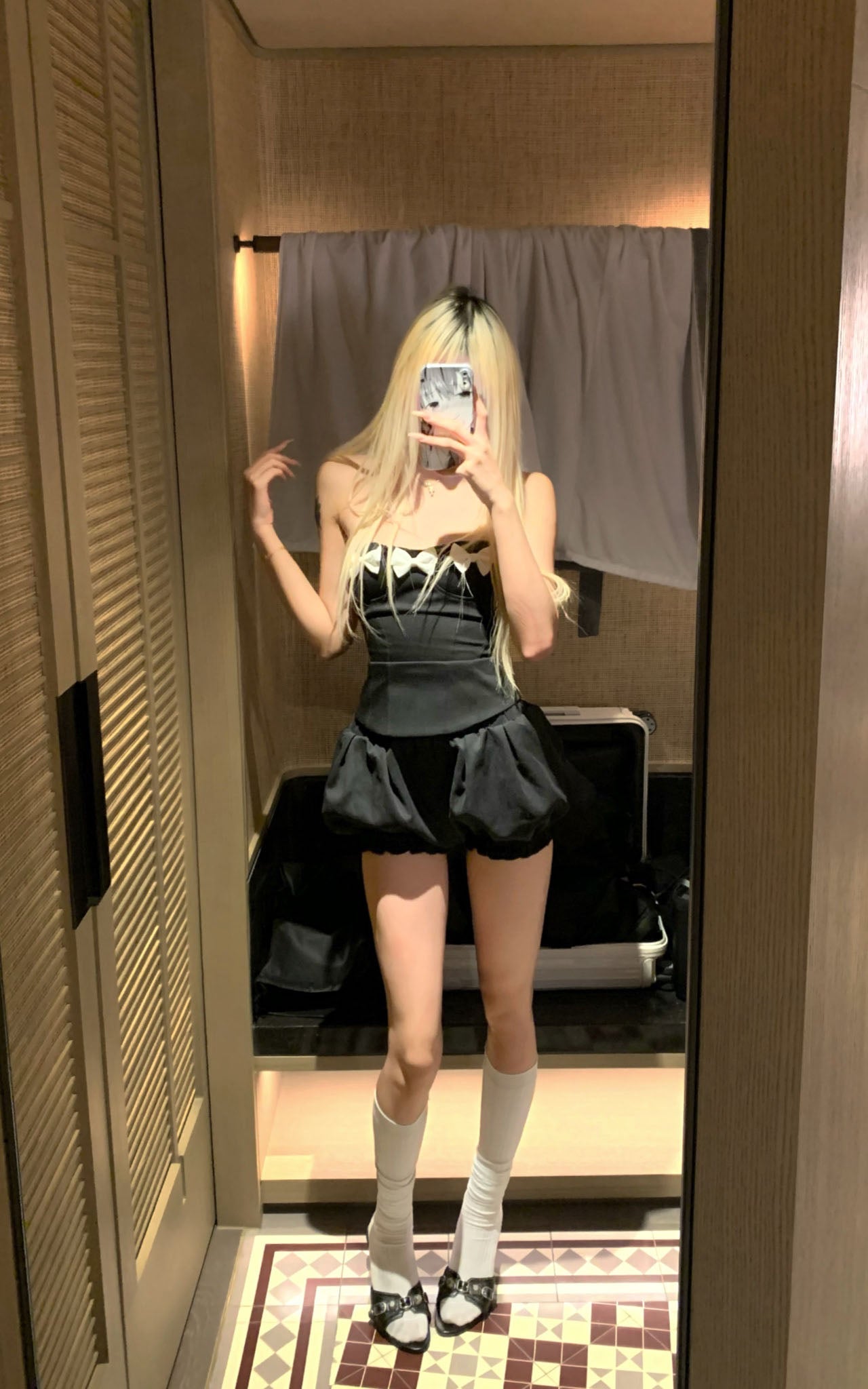 Bow Detail Strapless Top and Bubble Skirt Shorts Set