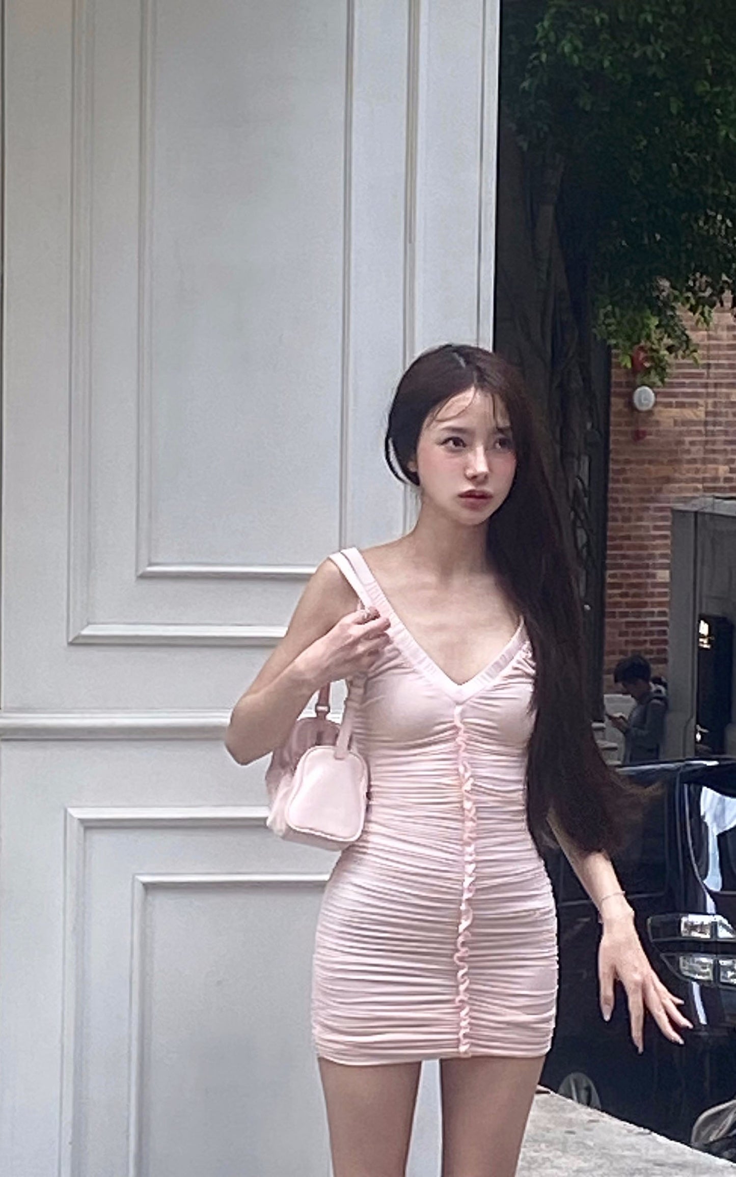 Blush Ruffle Ruched Mini Dress