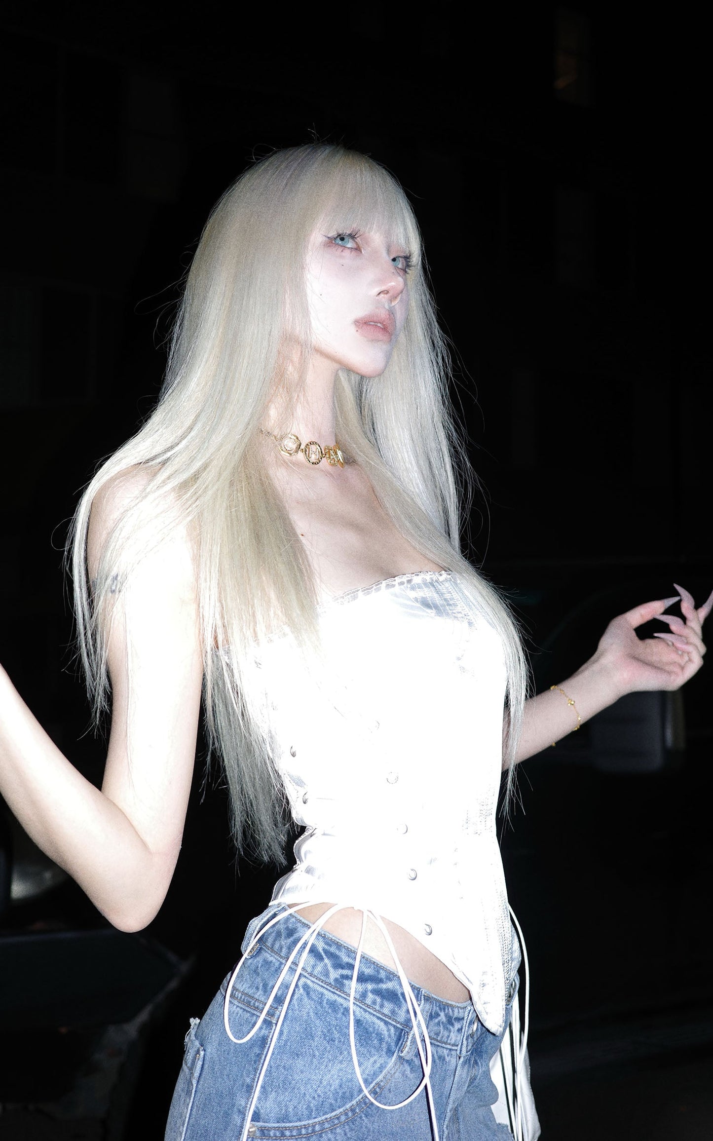 Satin Corset Top with Gloss Finish