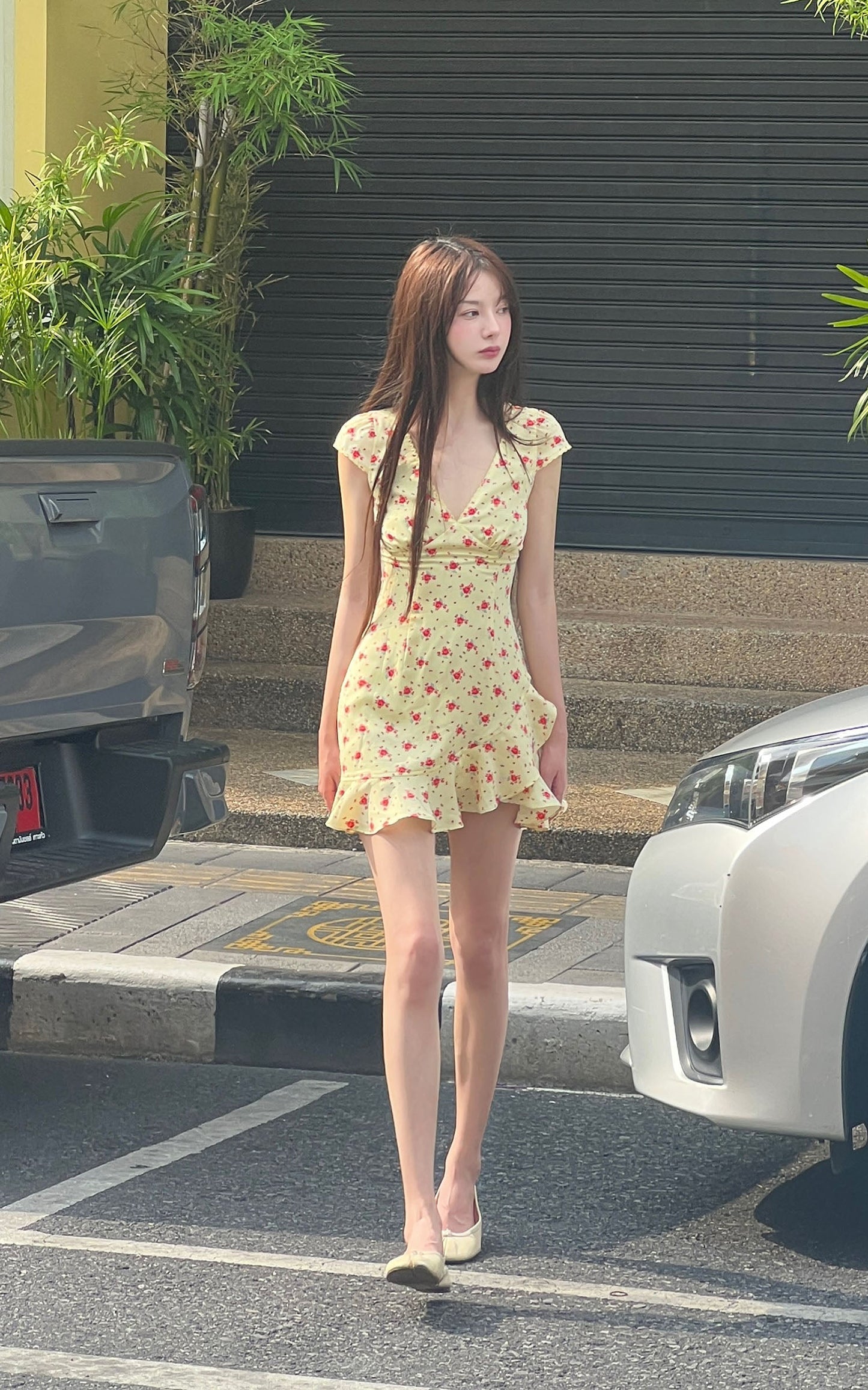 Ruffle Hem Floral Mini Dress