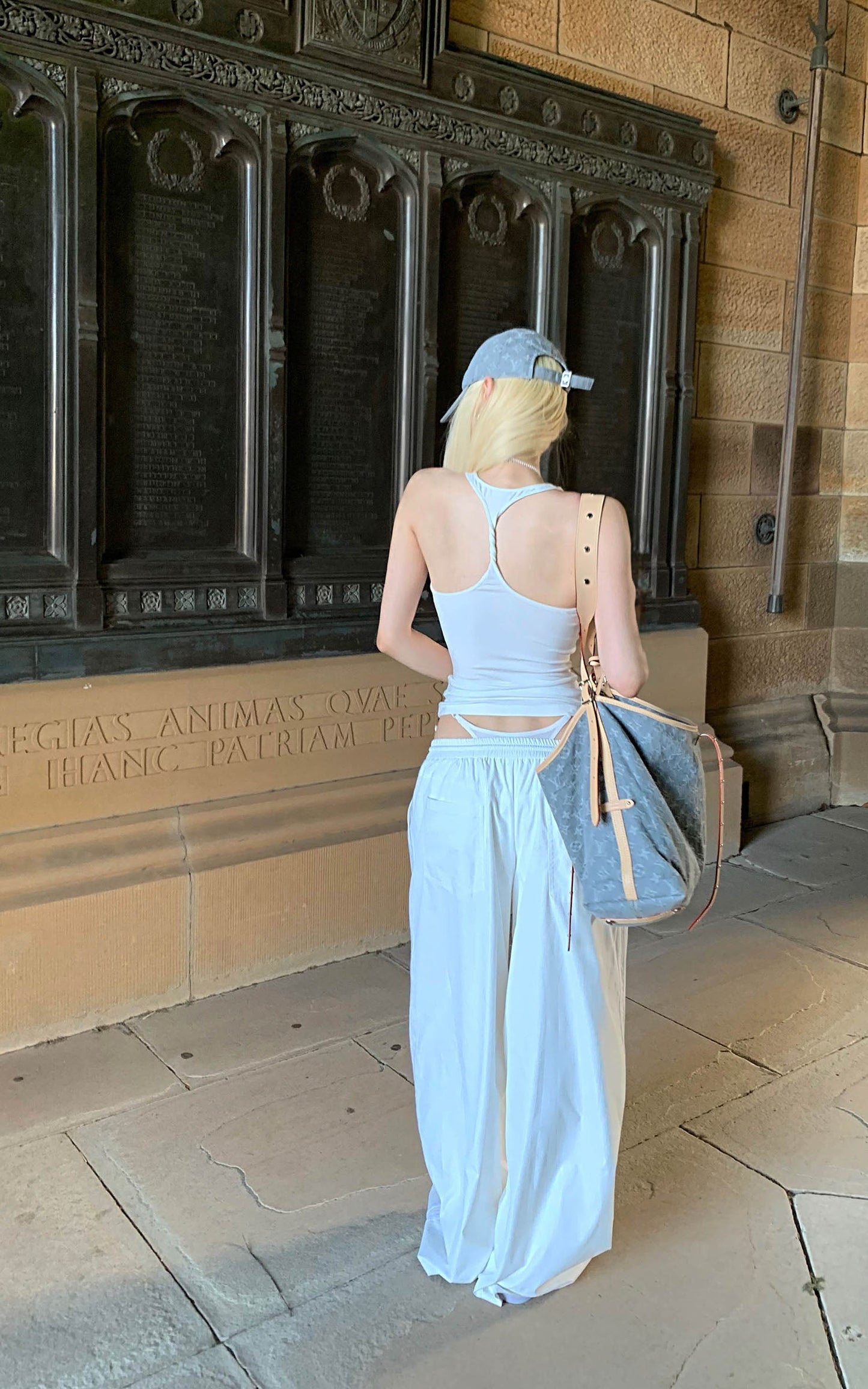 Cross-Print Twisted Back Tank Top