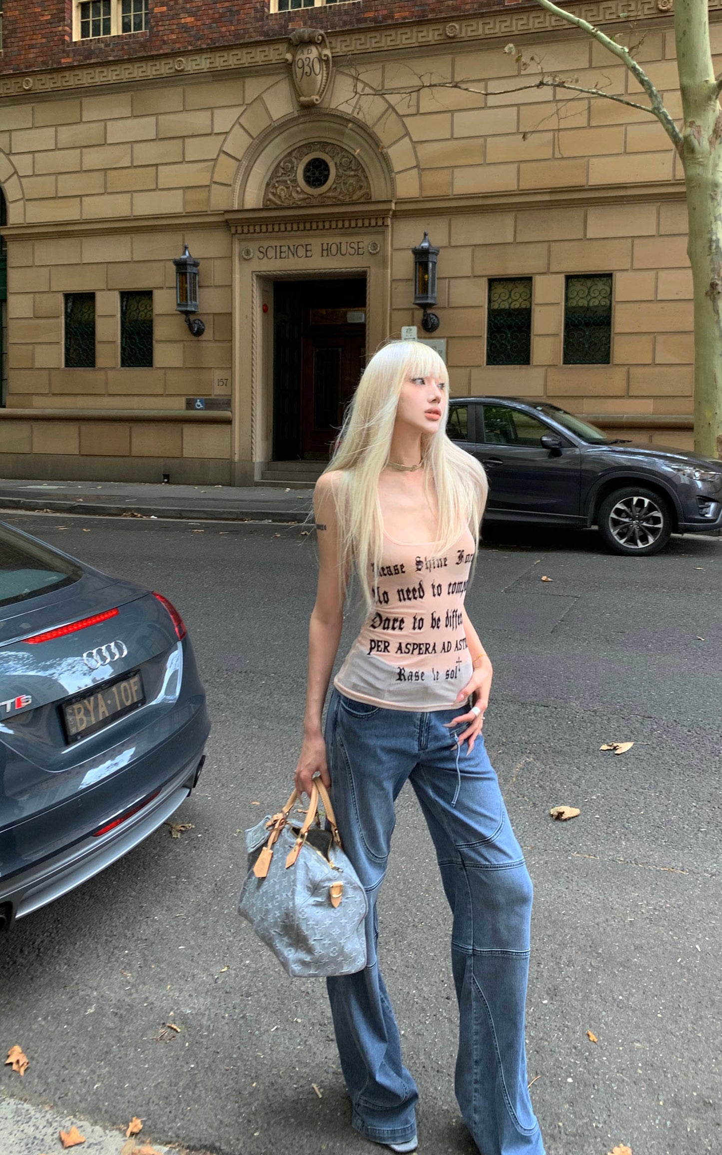 Deconstructed Paneled Straight-Leg Jeans