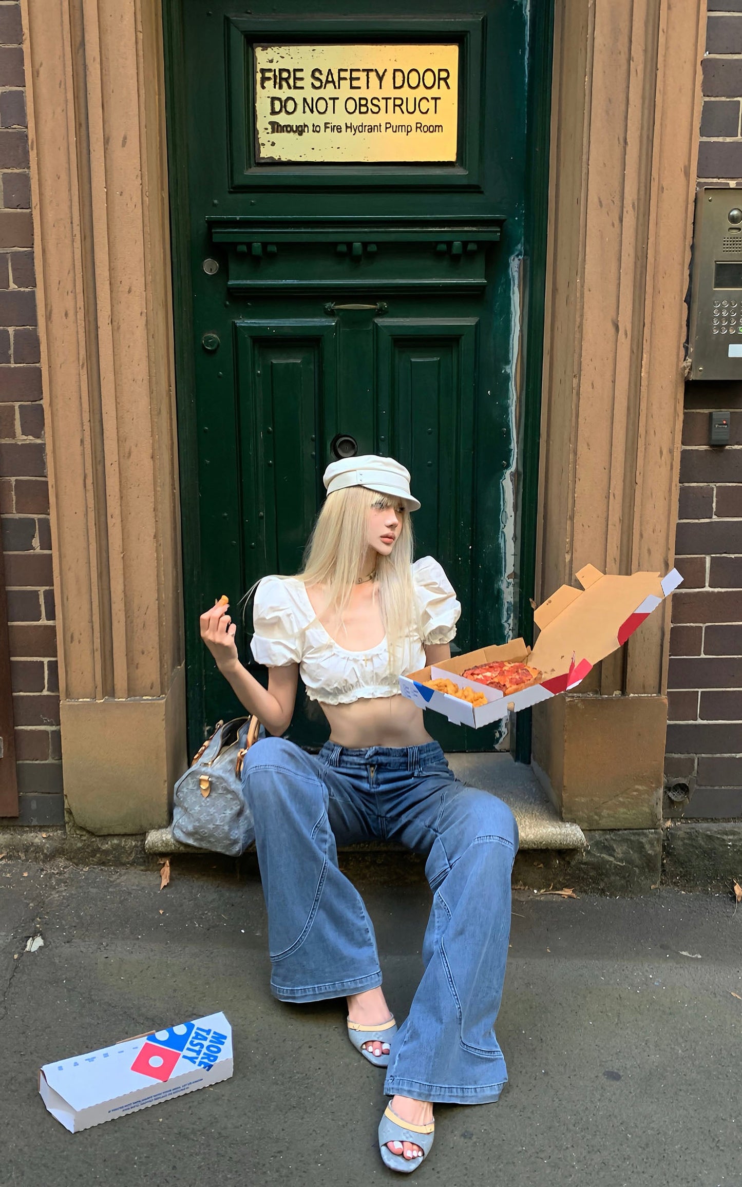 Deconstructed Paneled Straight-Leg Jeans