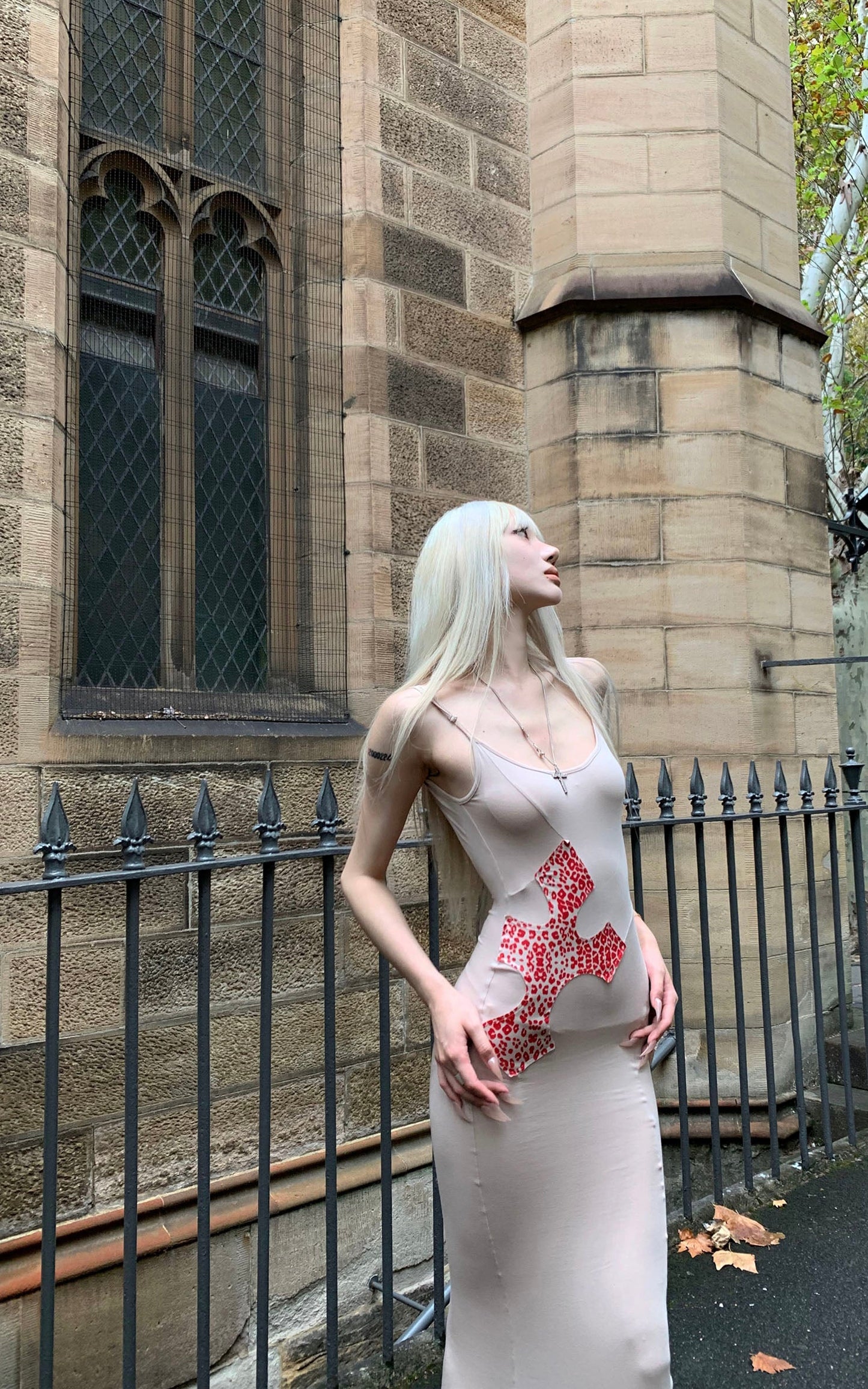 Leopard Appliqué Backless Maxi Dress
