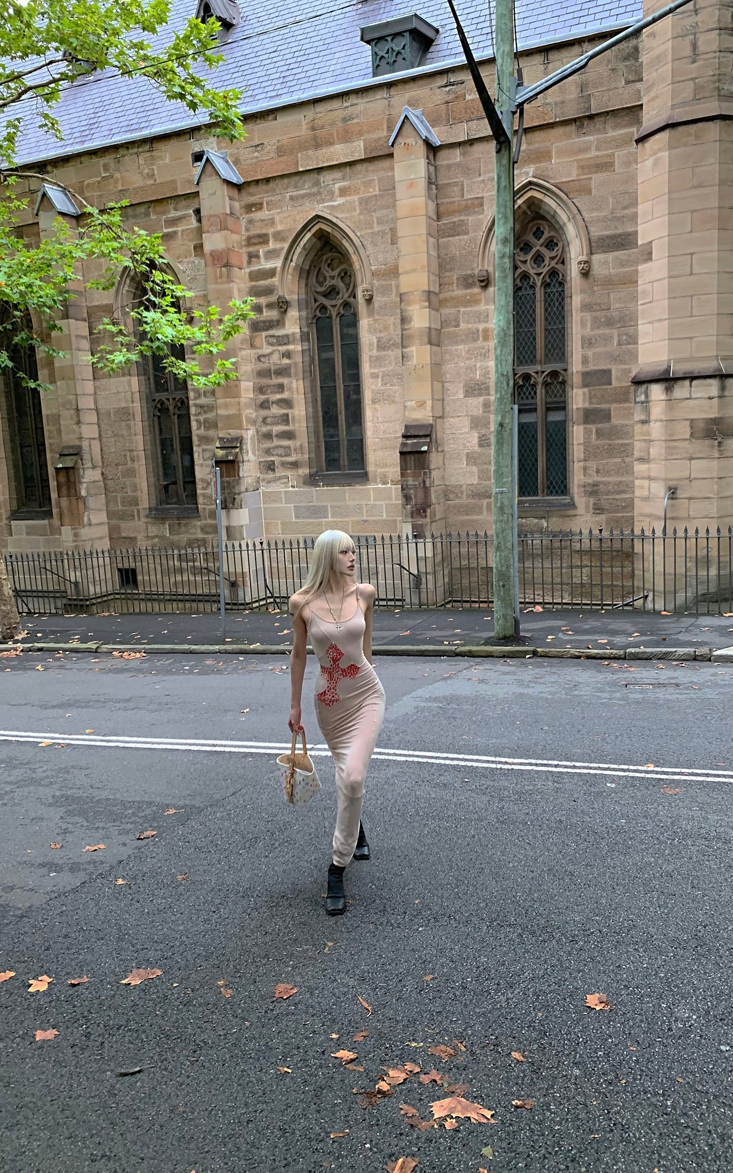 Leopard Appliqué Backless Maxi Dress