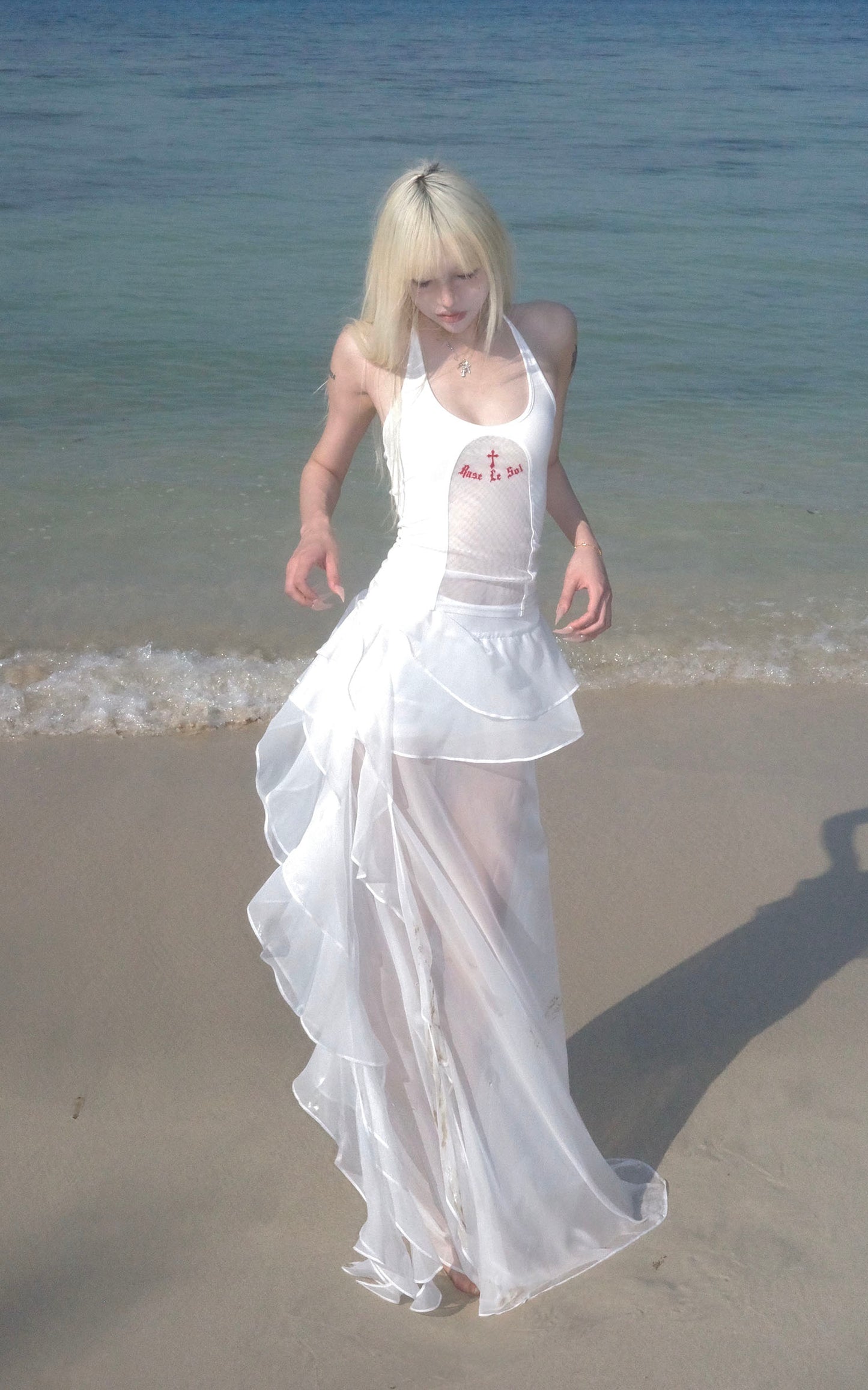 Layered Ruffle Sheer Skirt