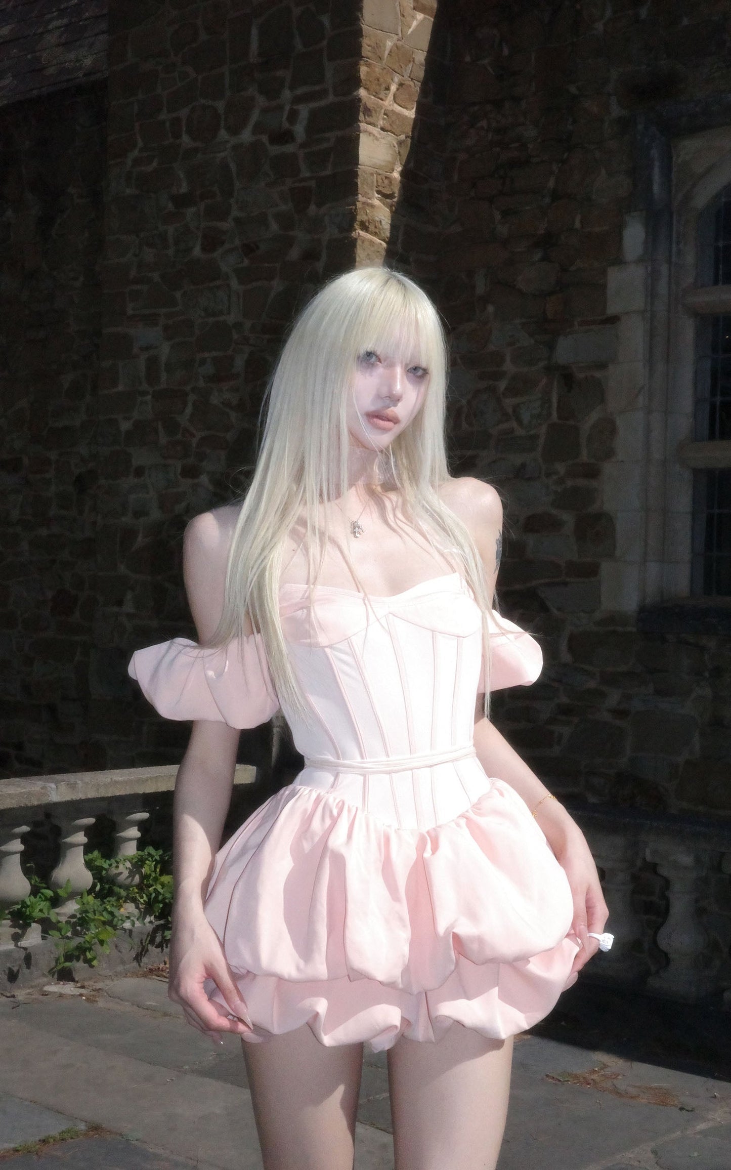 Puff Sleeve Corset Mini Dress