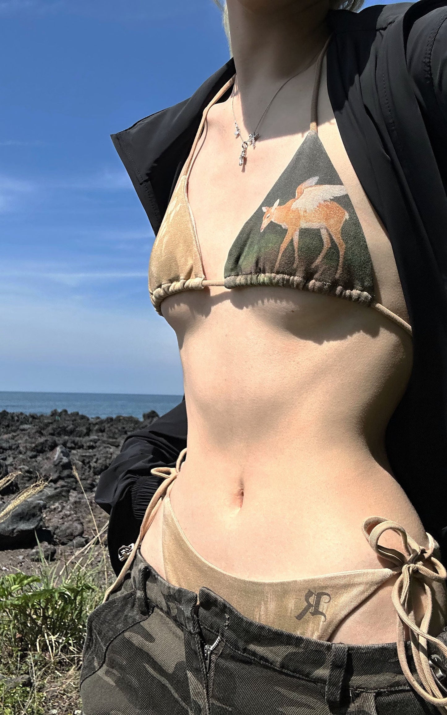 Fawn Mirage Printed Tie Bikini Set