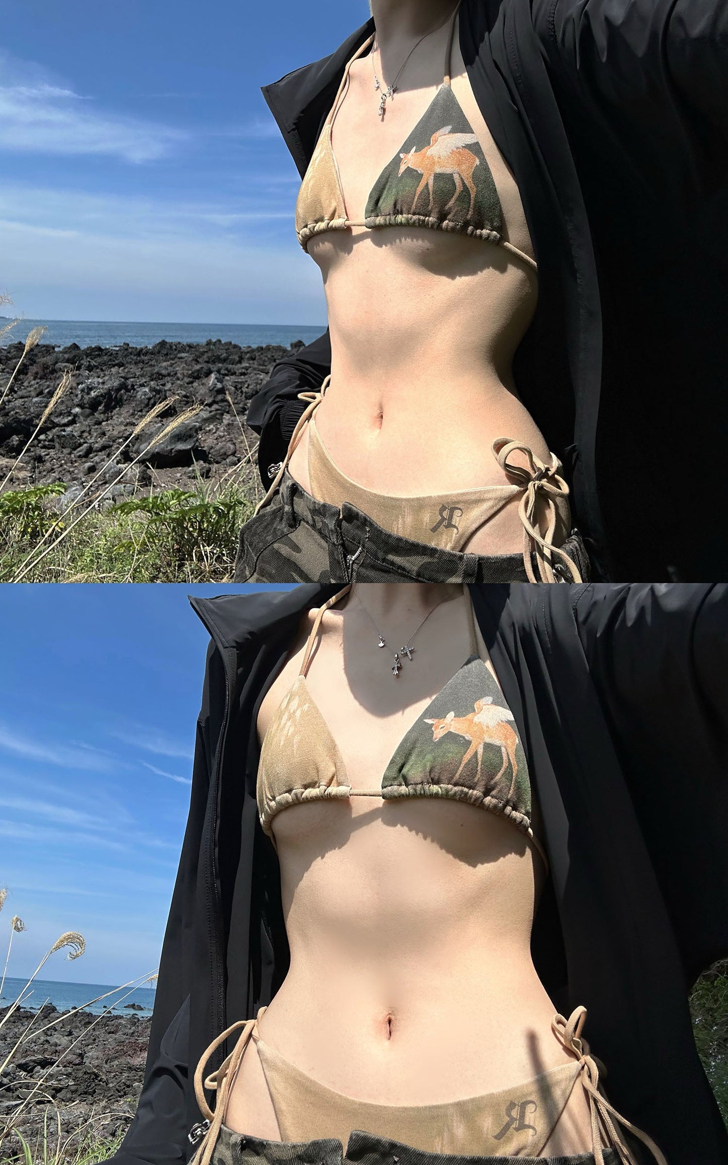 Fawn Mirage Printed Tie Bikini Set