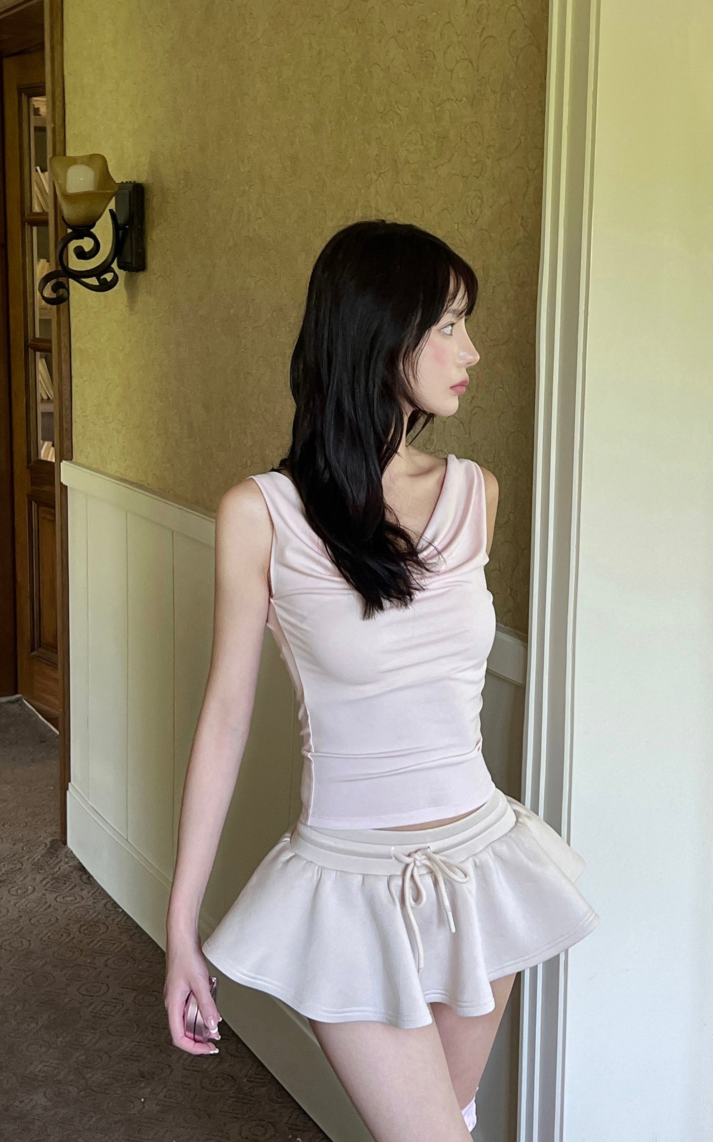 Draped Neck Jersey Tank Top