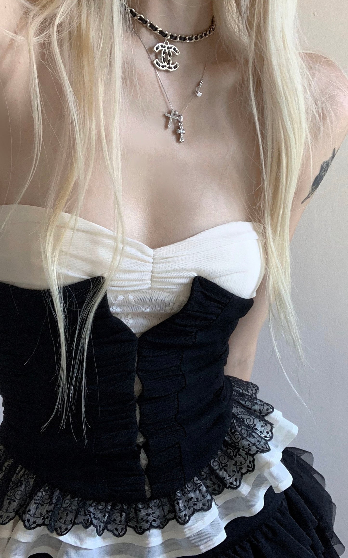 Ruffled Panel Bustier Top