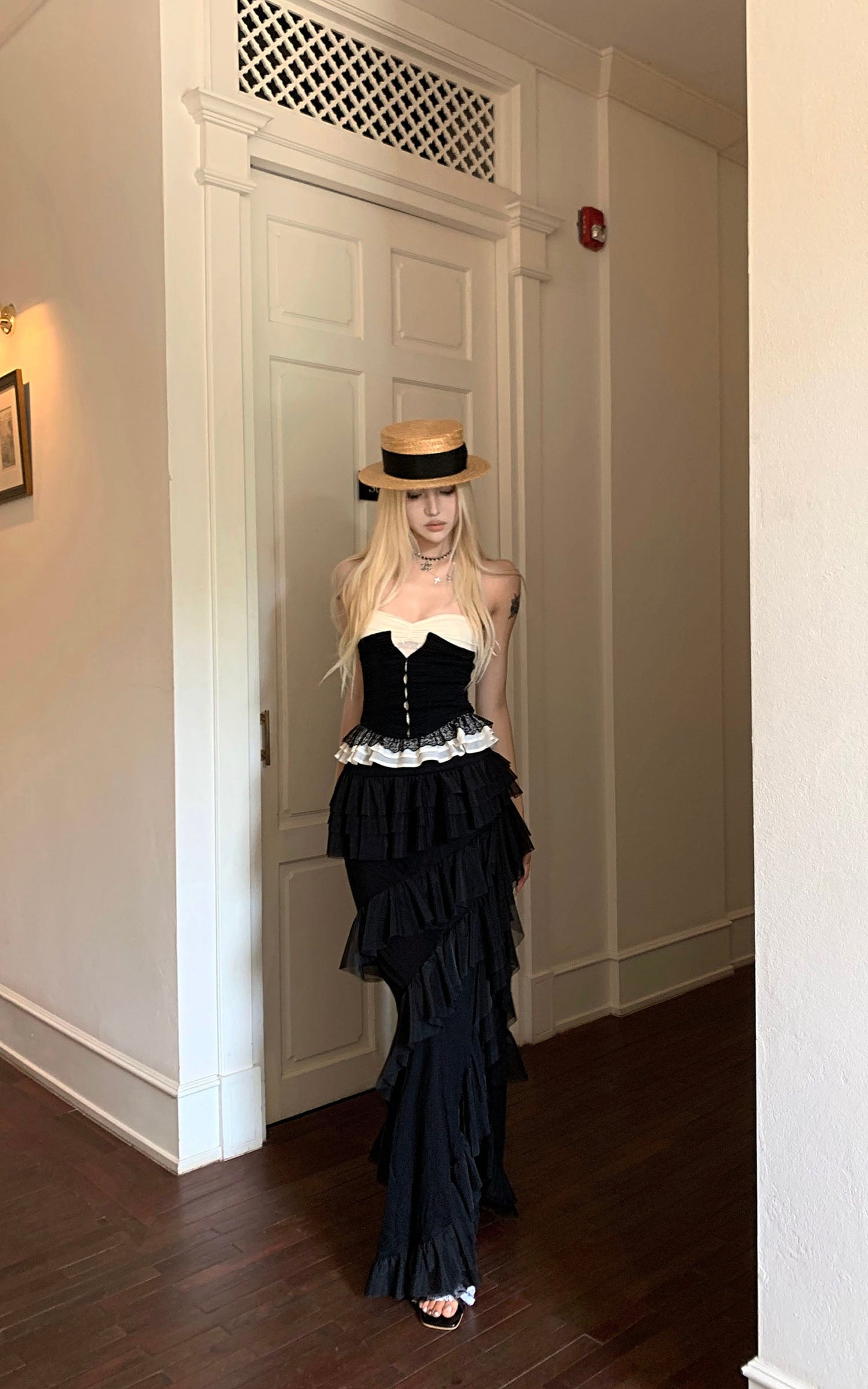 Layered Ruffle Long Skirt