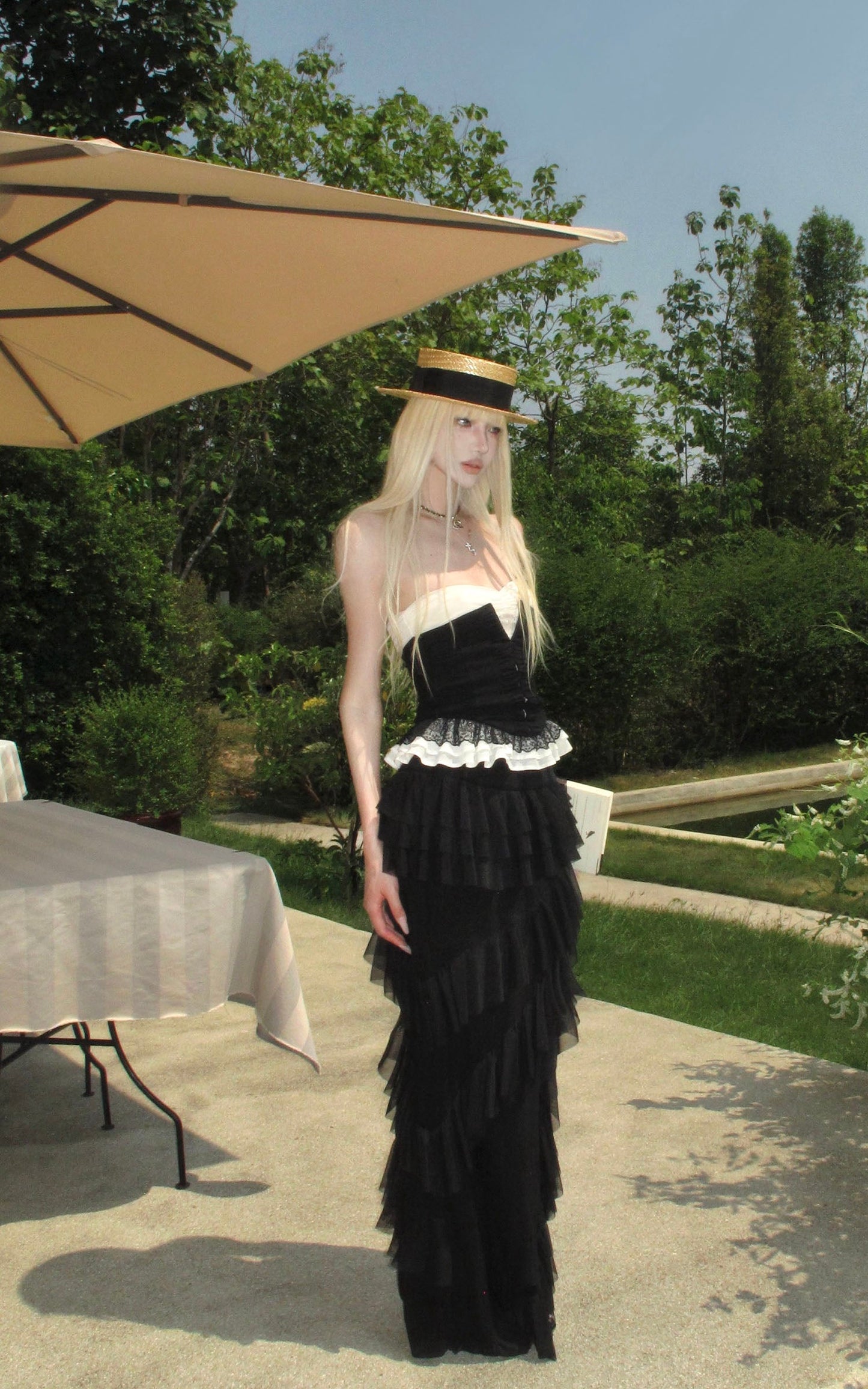 Layered Ruffle Long Skirt