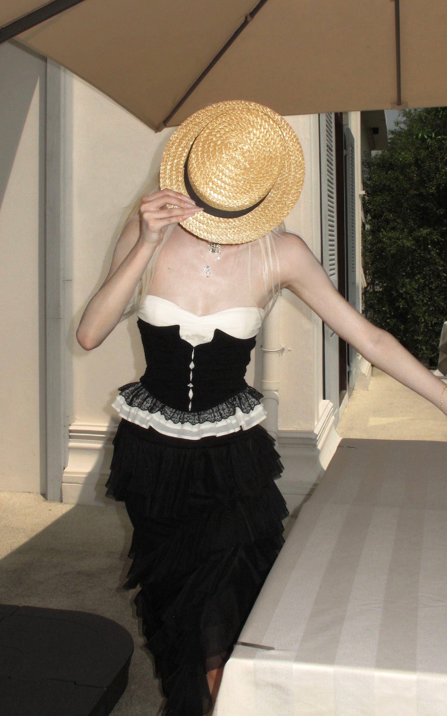 Ruffled Panel Bustier Top