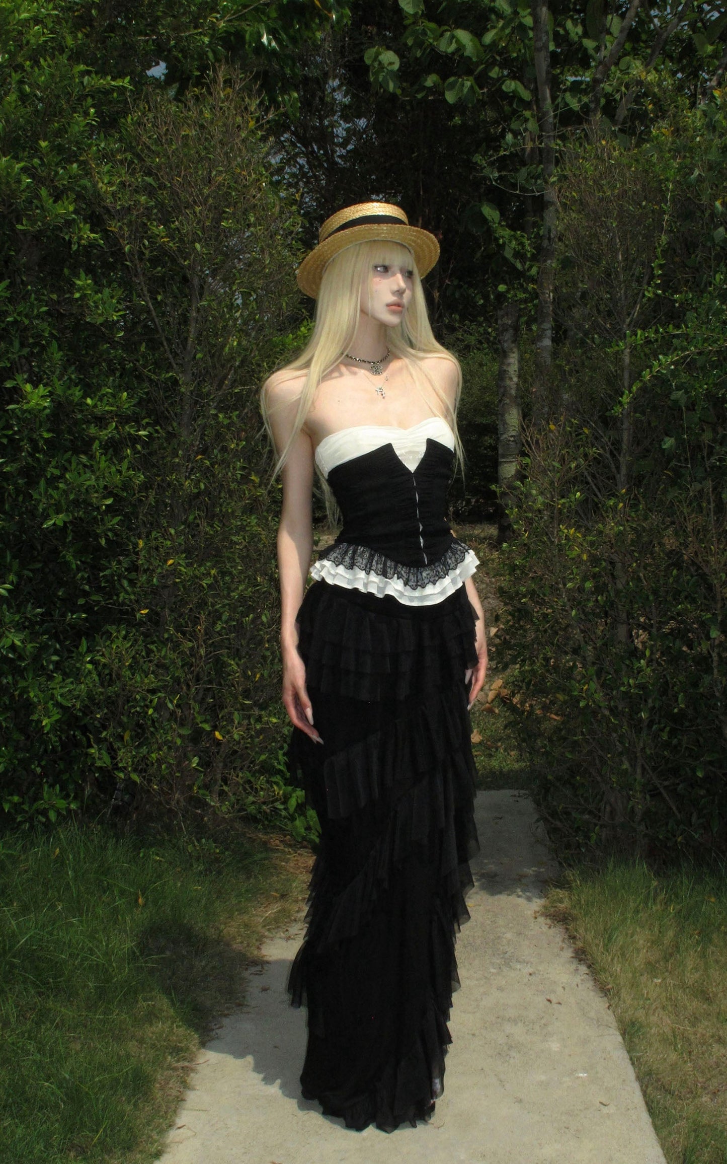 Layered Ruffle Long Skirt
