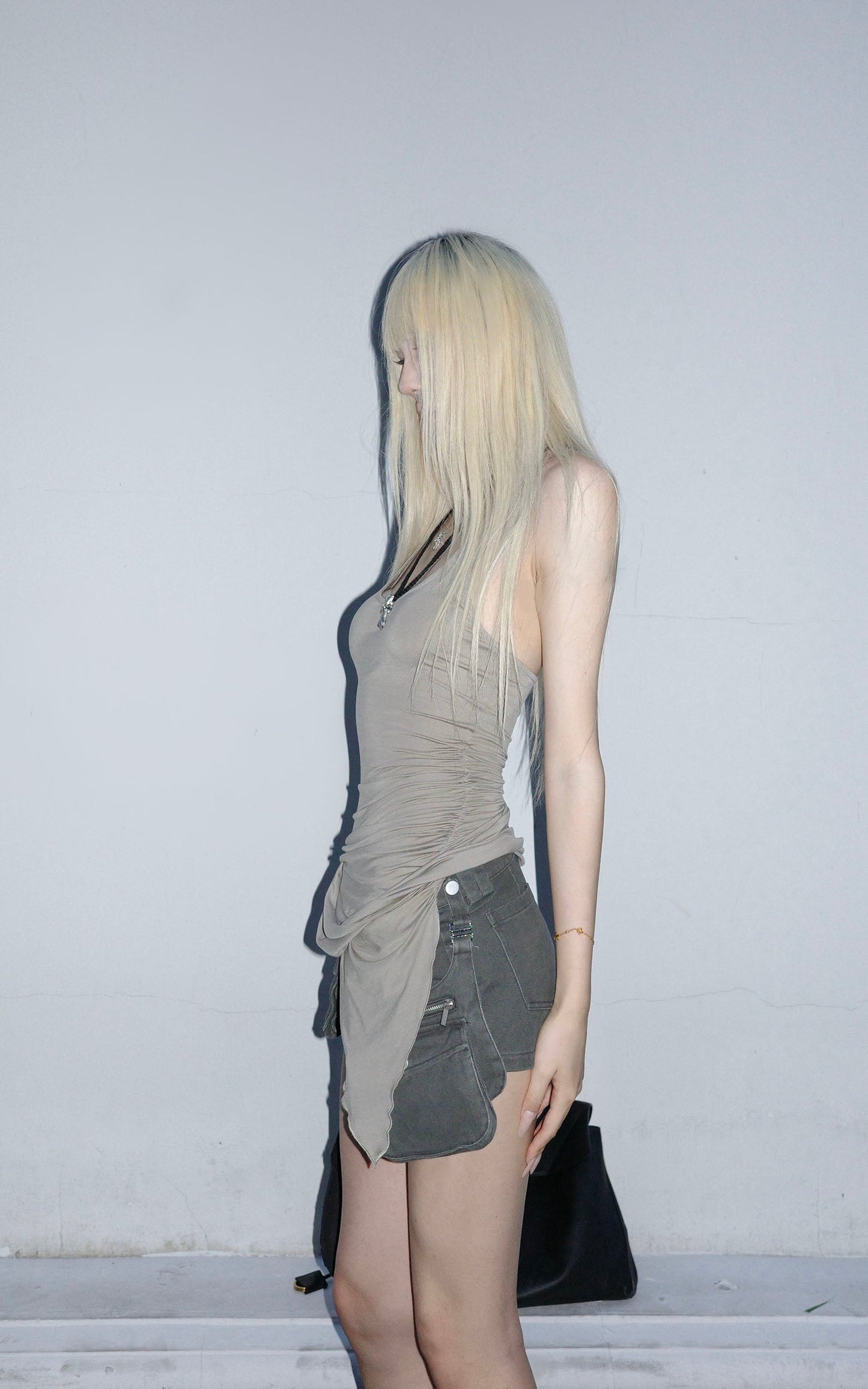 Asymmetric Ruched Tank Top