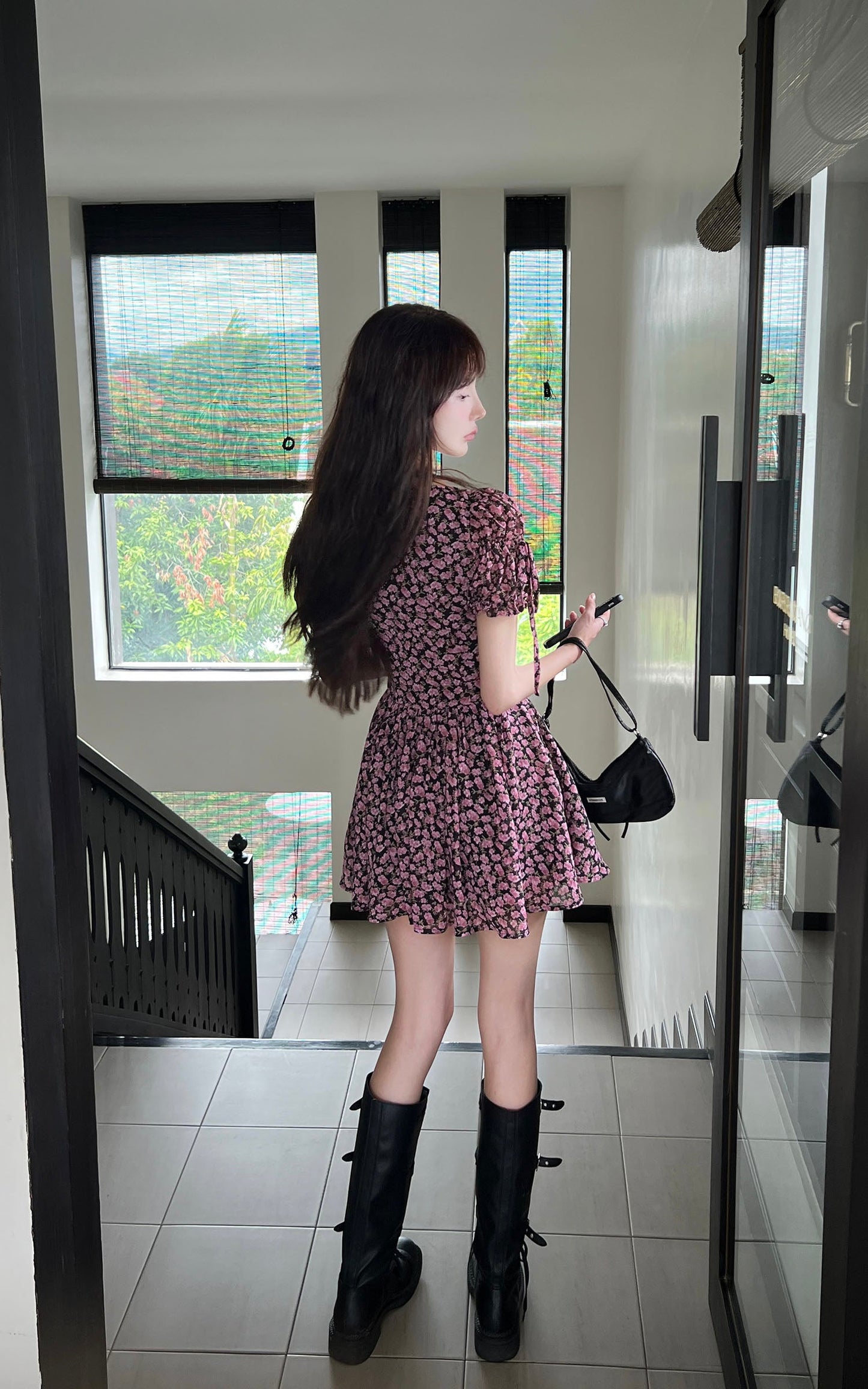 Rosy Bloom Mini Dress