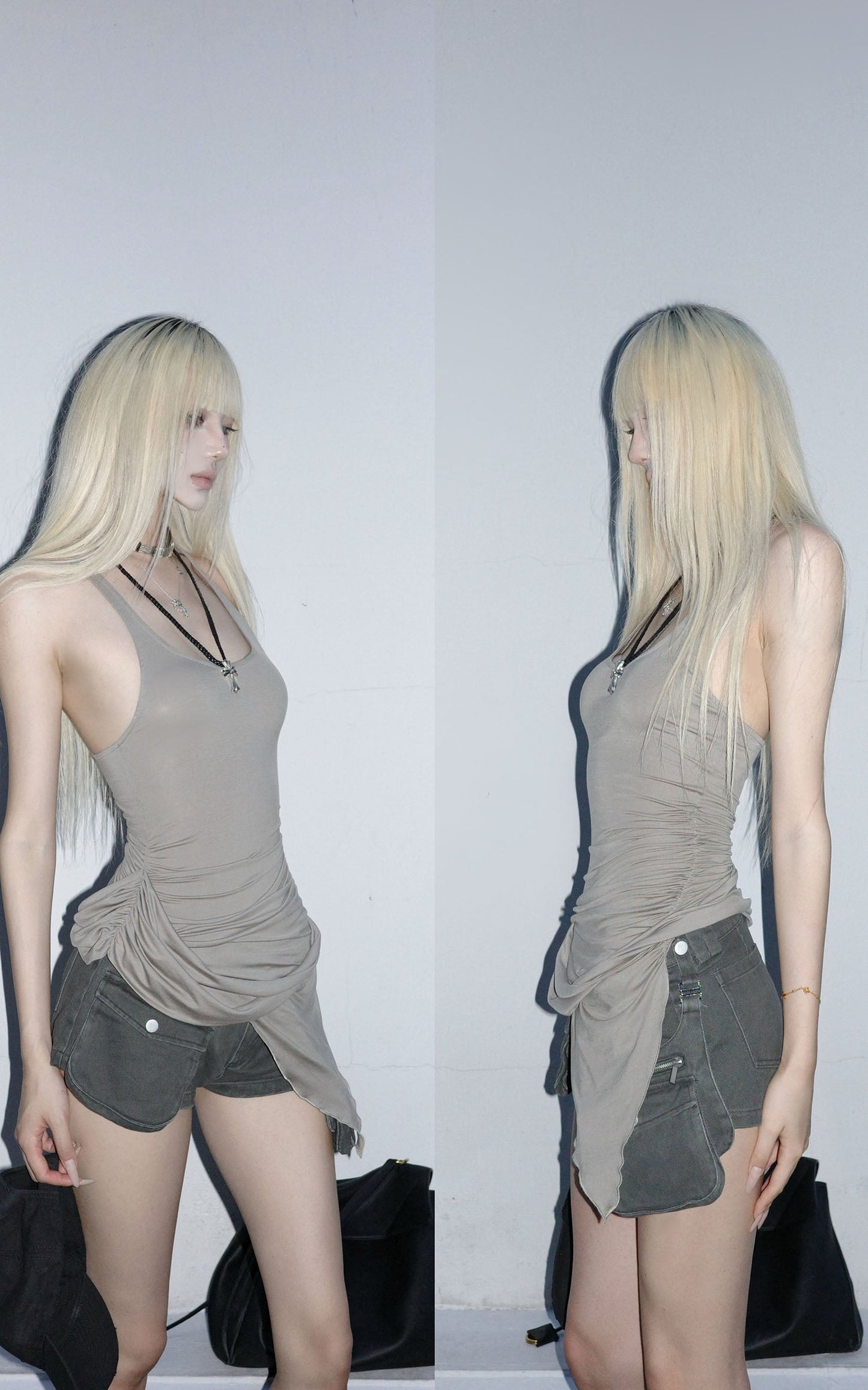 Asymmetric Ruched Tank Top