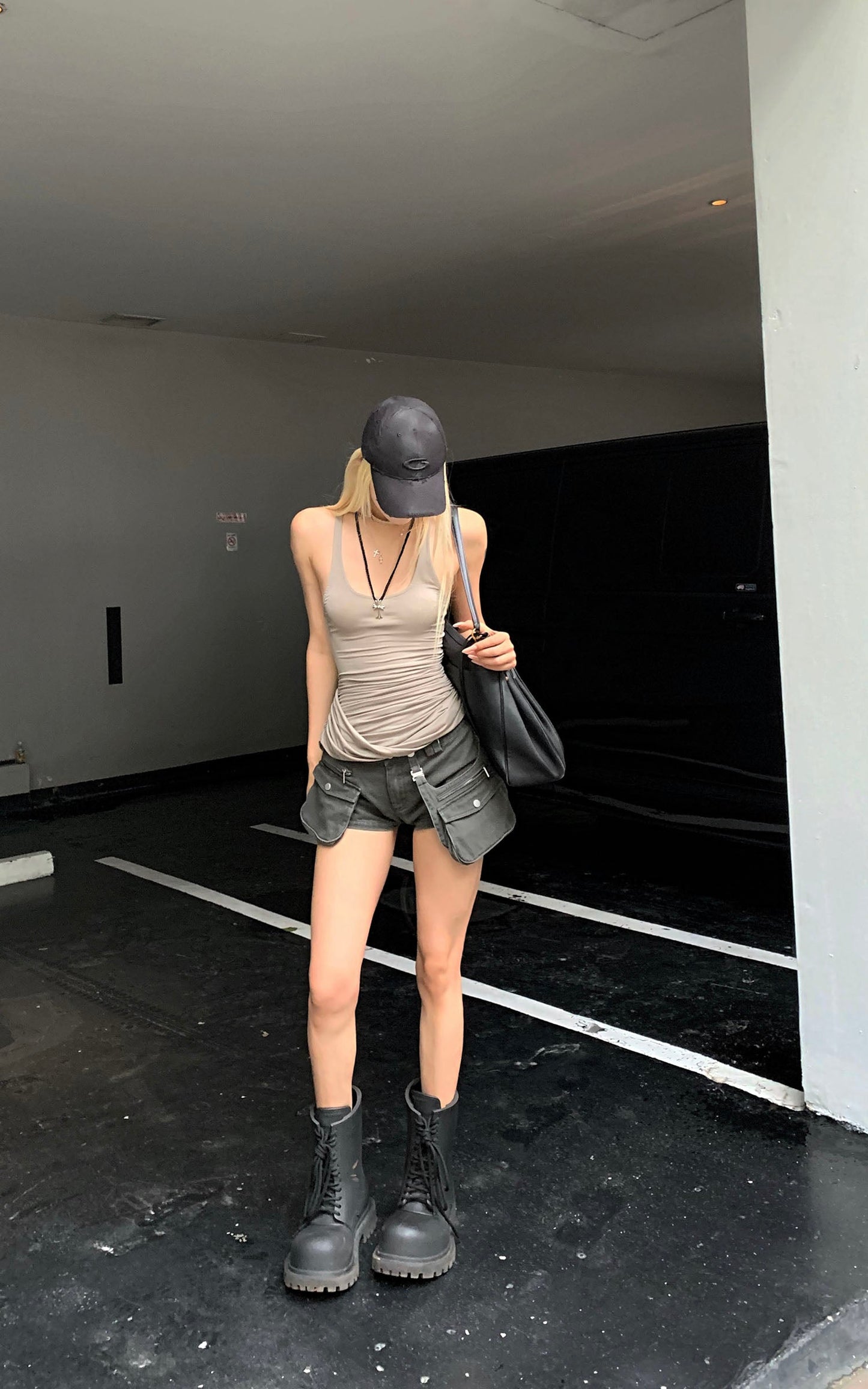 Multi-Pocket Utility Denim Shorts