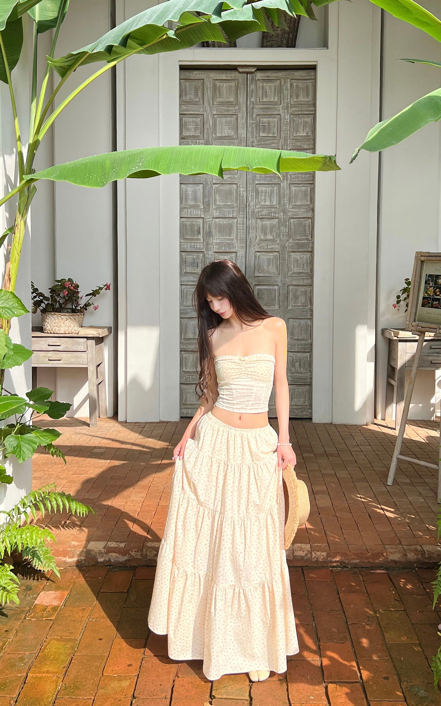 Floral Bandeau Top & Maxi Skirt Set