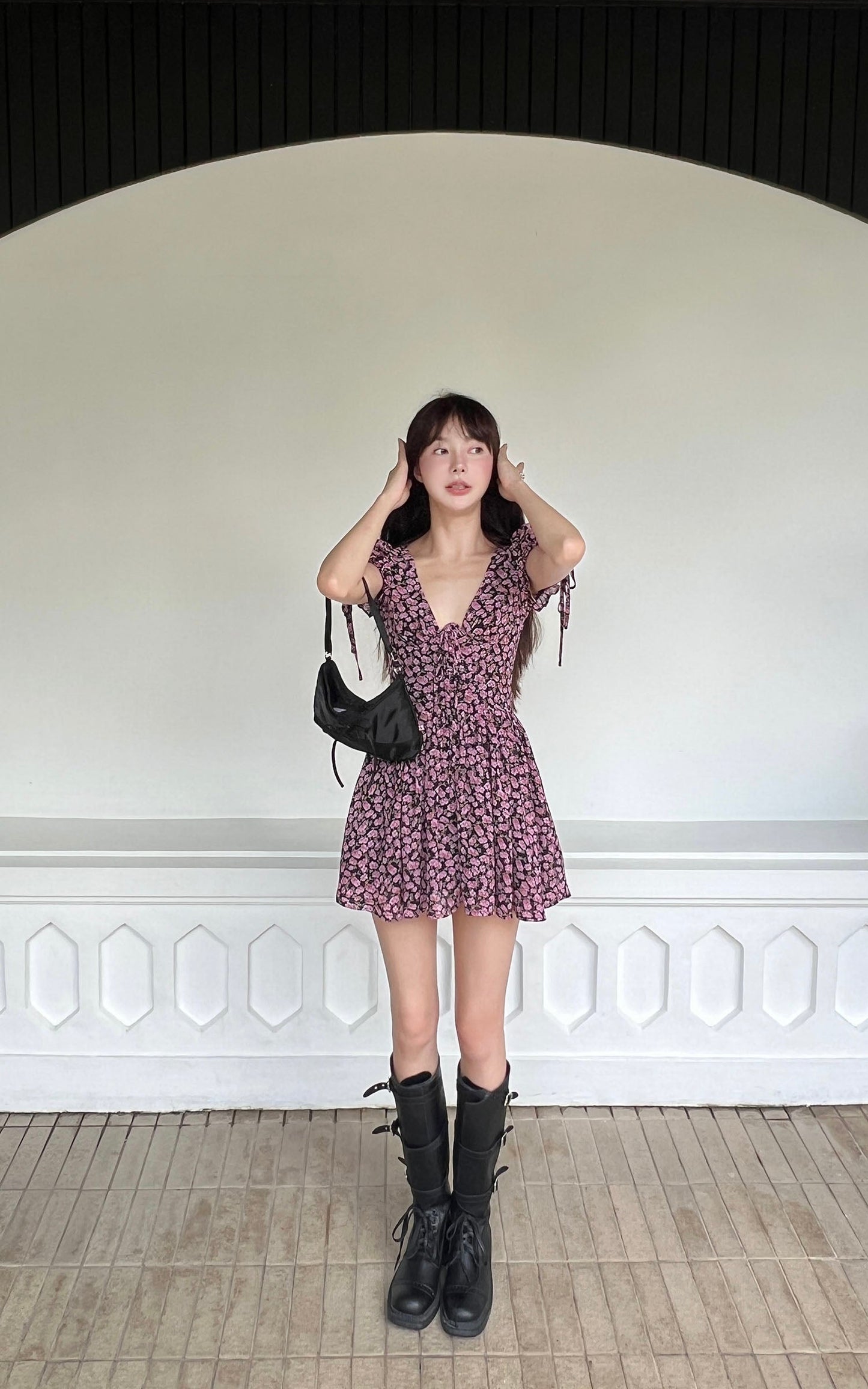 Rosy Bloom Mini Dress