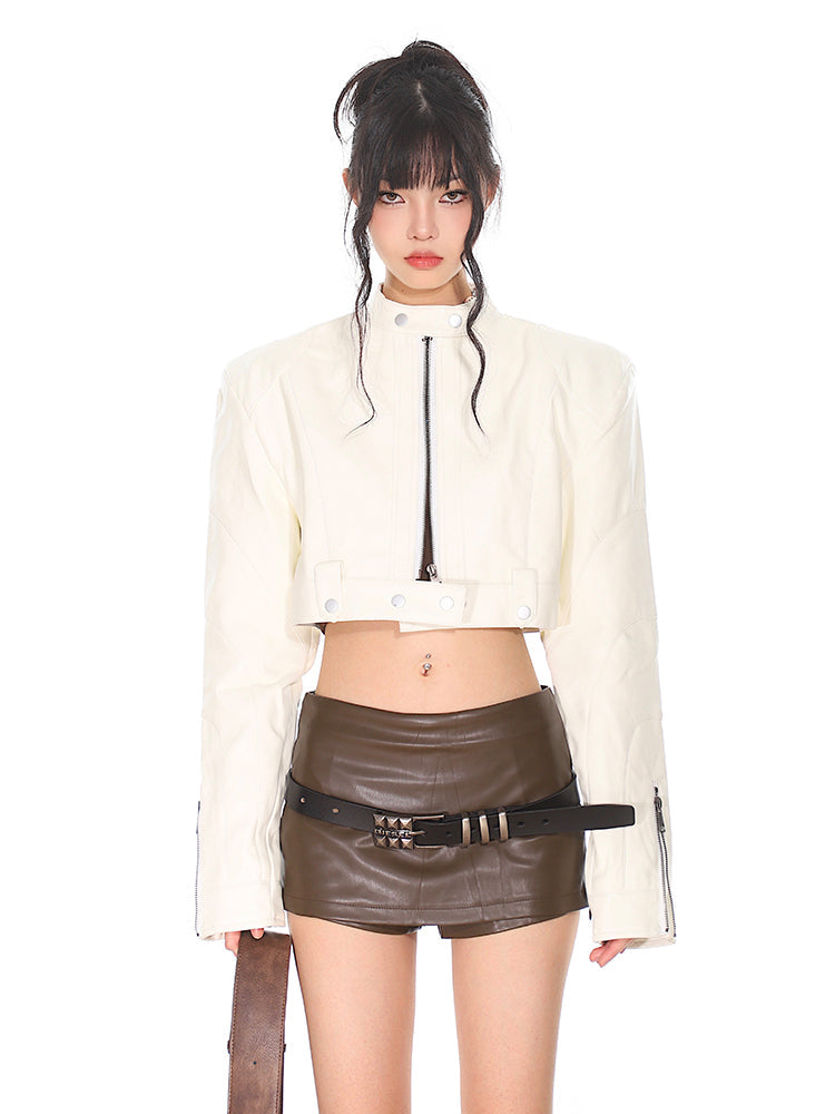 Short Leather Fit Jacket