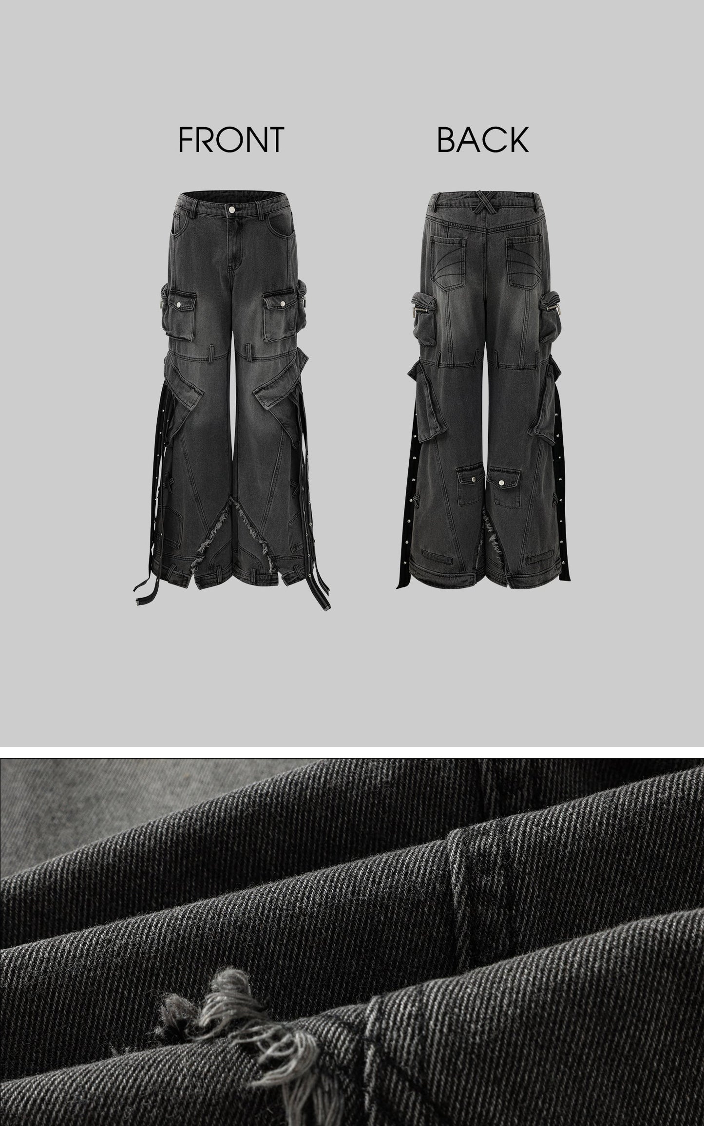 Deconstructed Cargo Pants with Strap Detailing