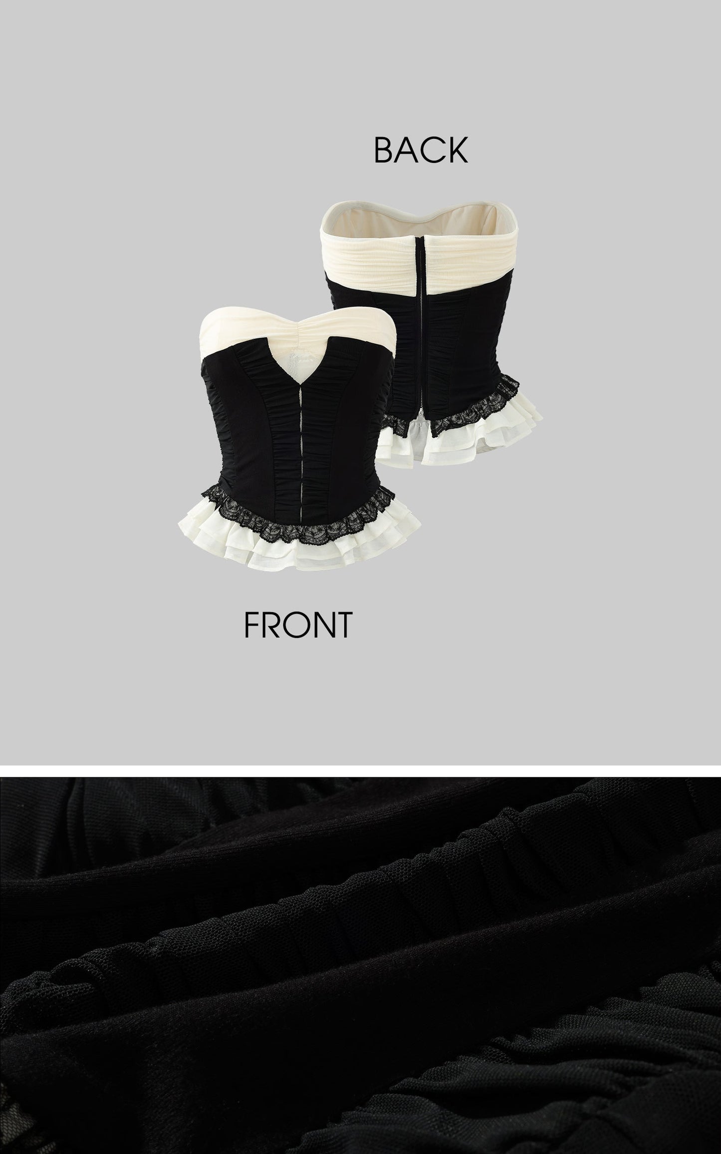 Ruffled Panel Bustier Top