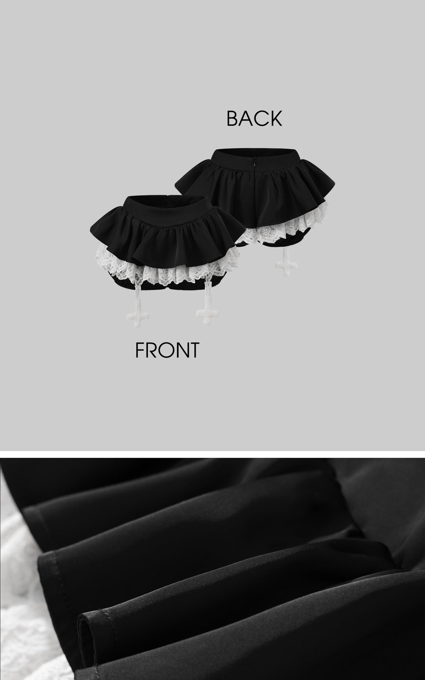 Lace-Trimmed Vest and Skirt Set with Cross Detail