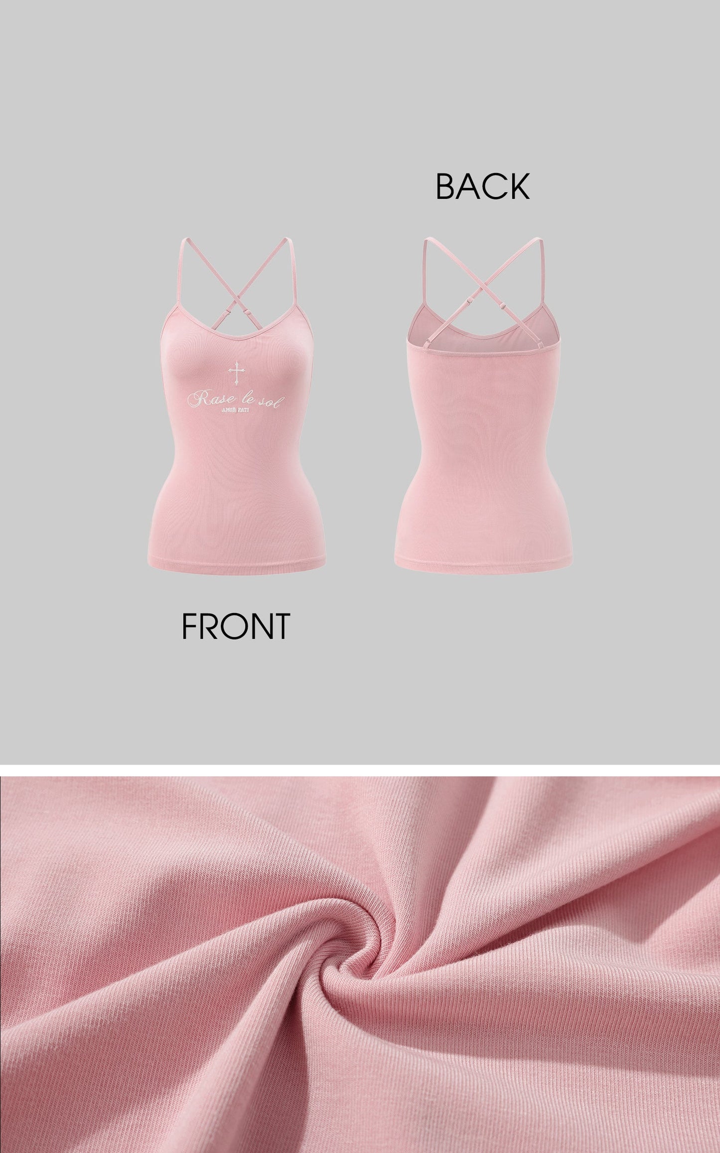 Embroidered Slogan Stretch Cami Top