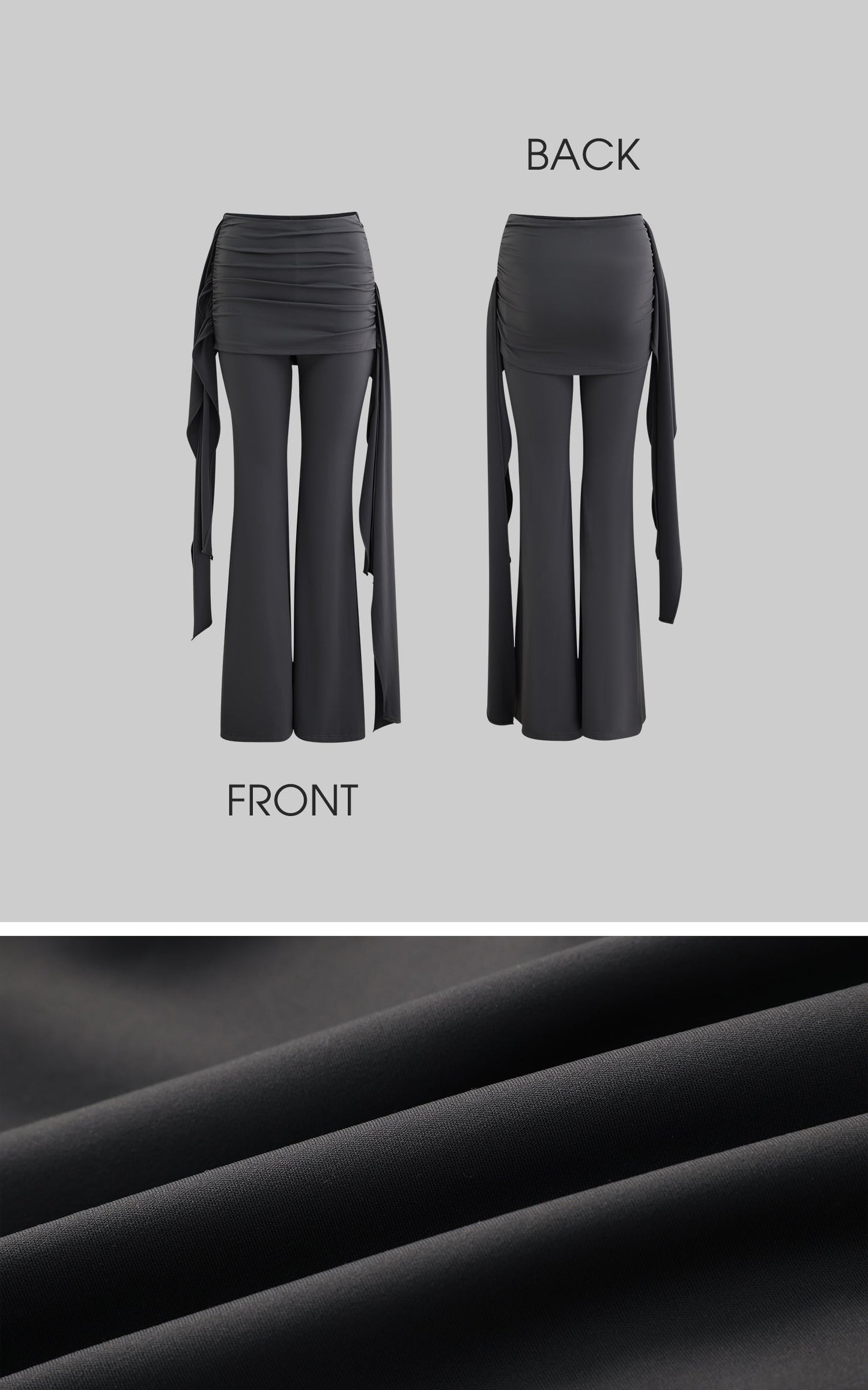 Gray Knot Detail High-Waisted Flared Pants