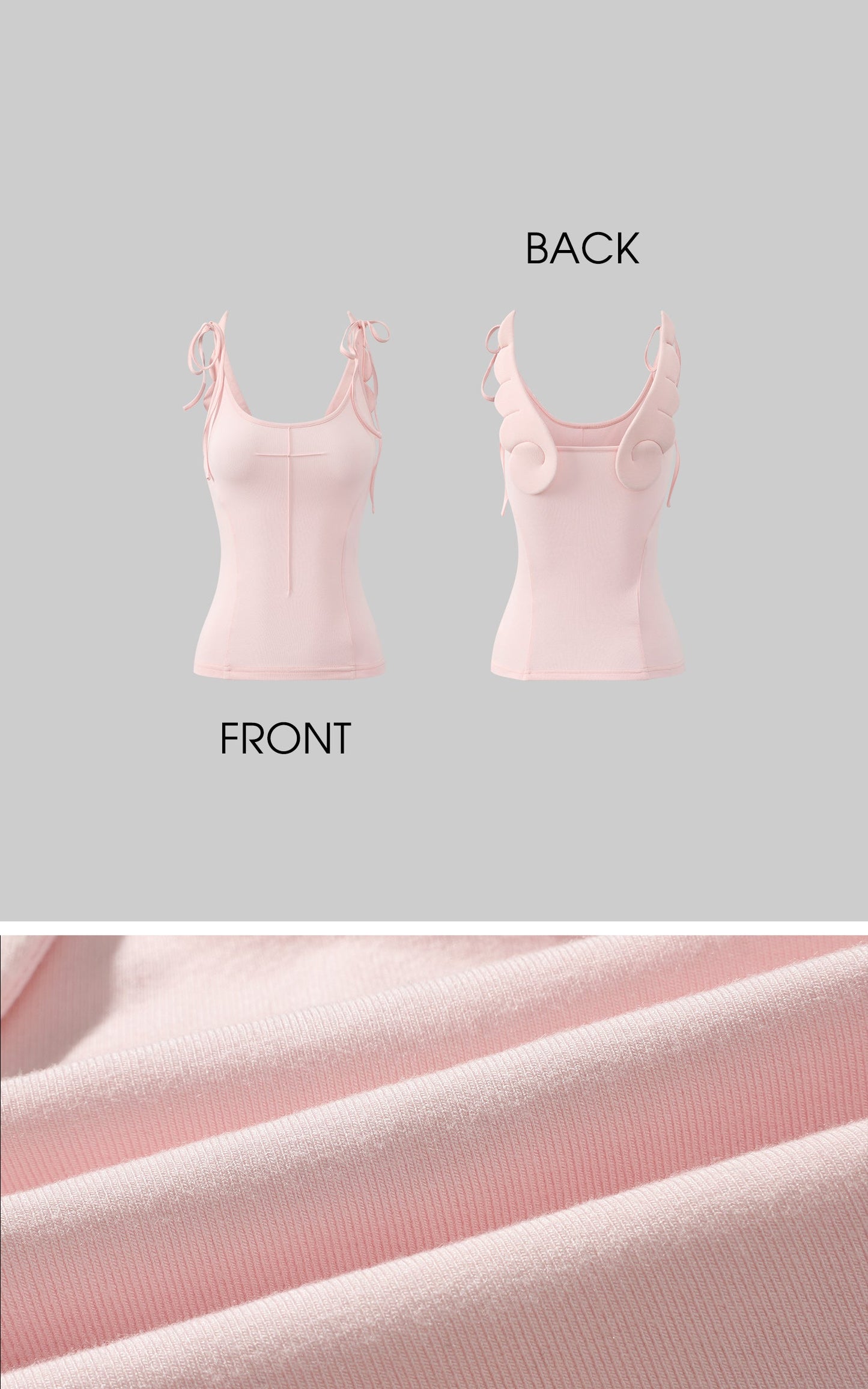 Cross-Stitched Winged Strap Bow Tank Top