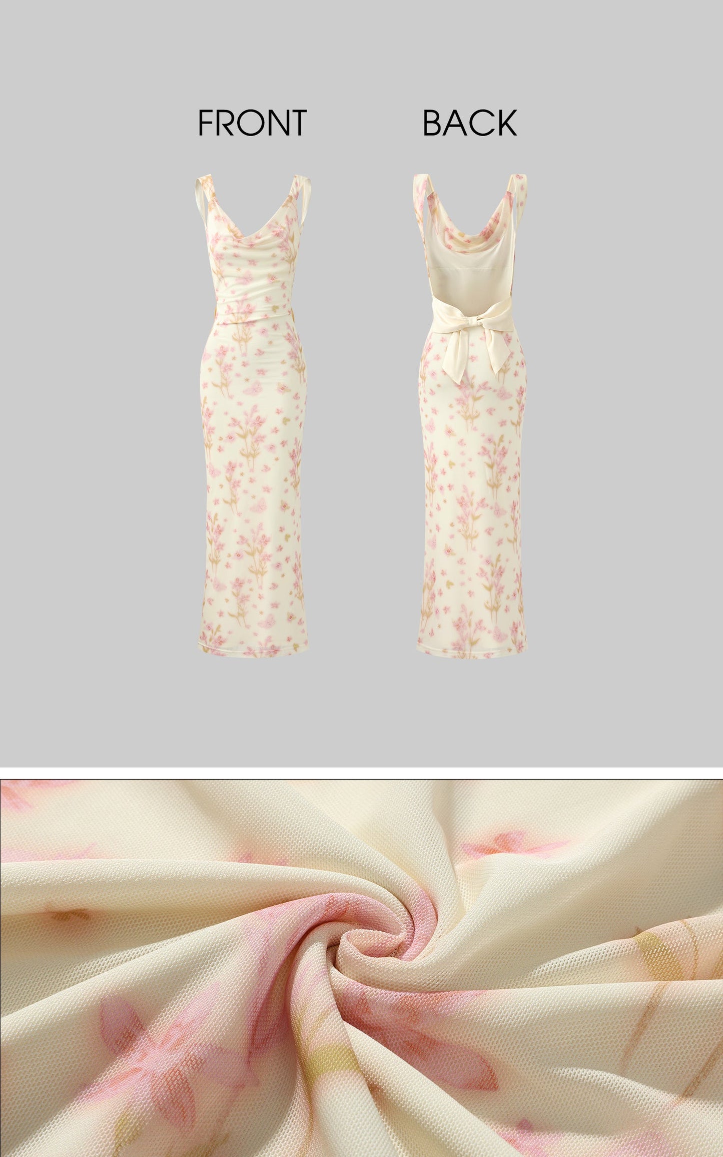 Bloom Mesh Maxi Dress with Bow Back