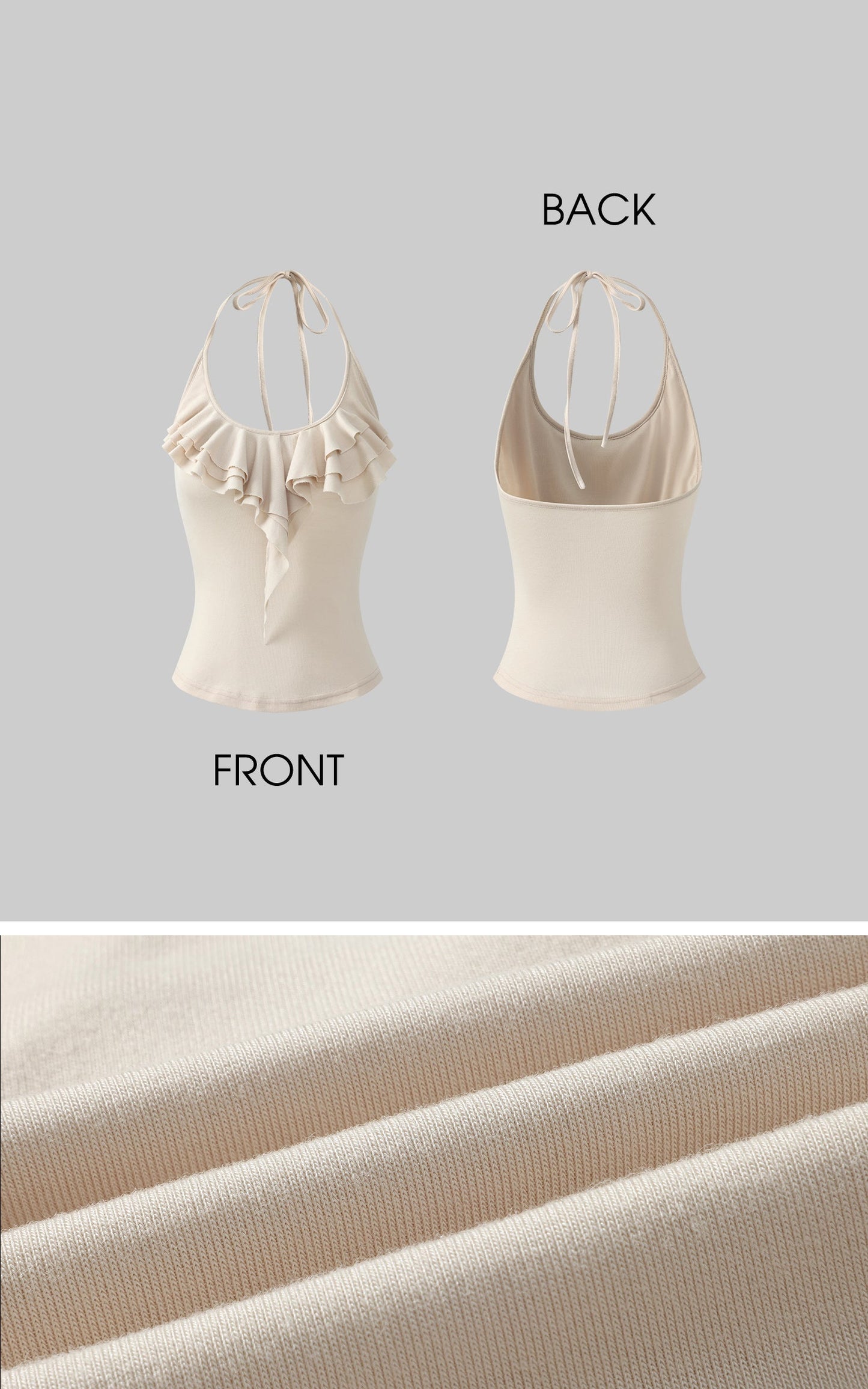Ruffled Halter Sleeveless Knit Top in Soft Cream