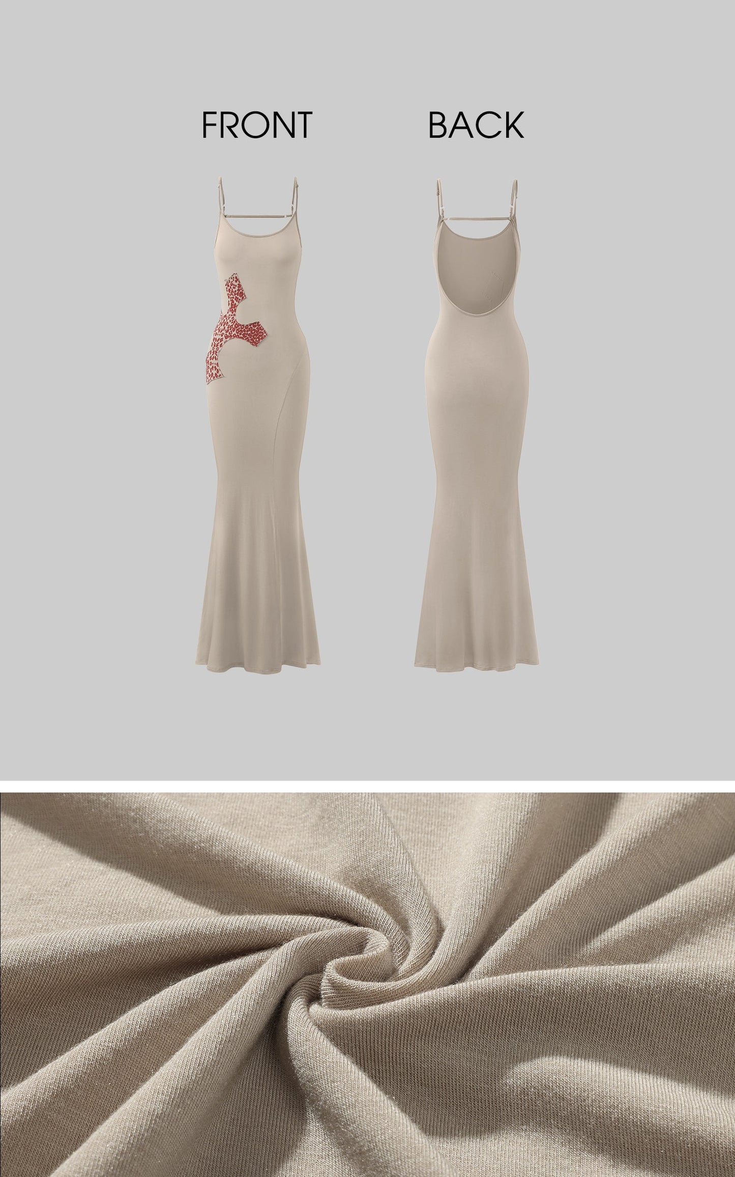 Leopard Appliqué Backless Maxi Dress