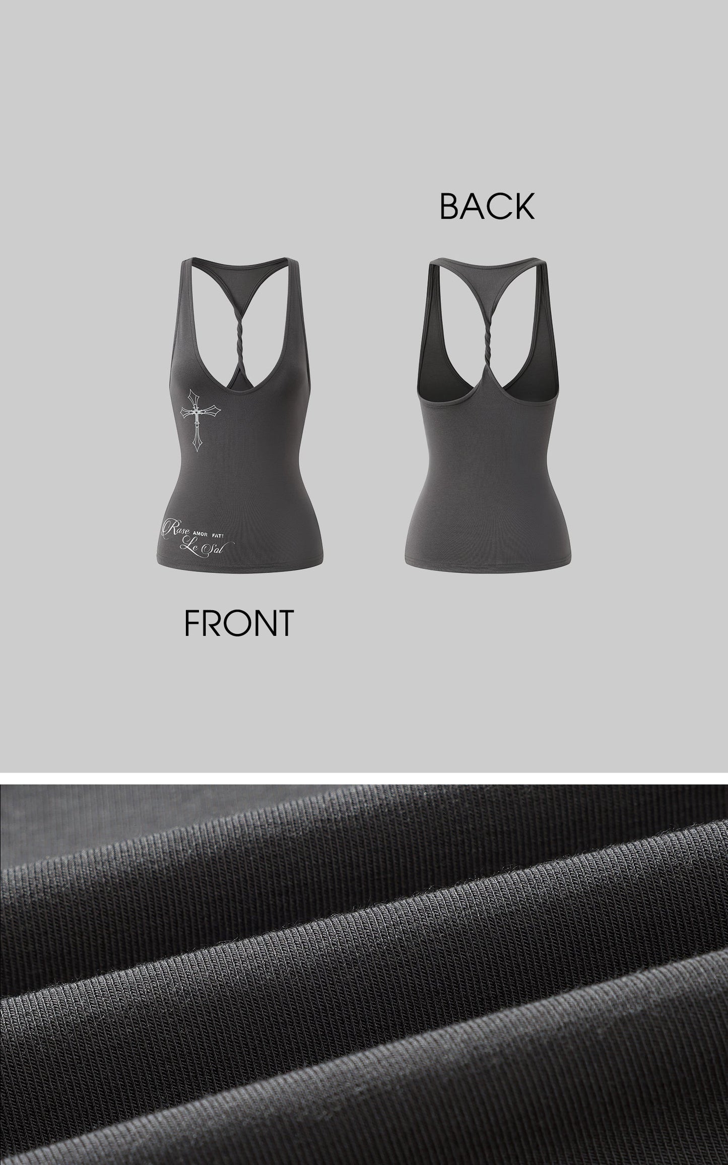 Cross-Print Twisted Back Tank Top
