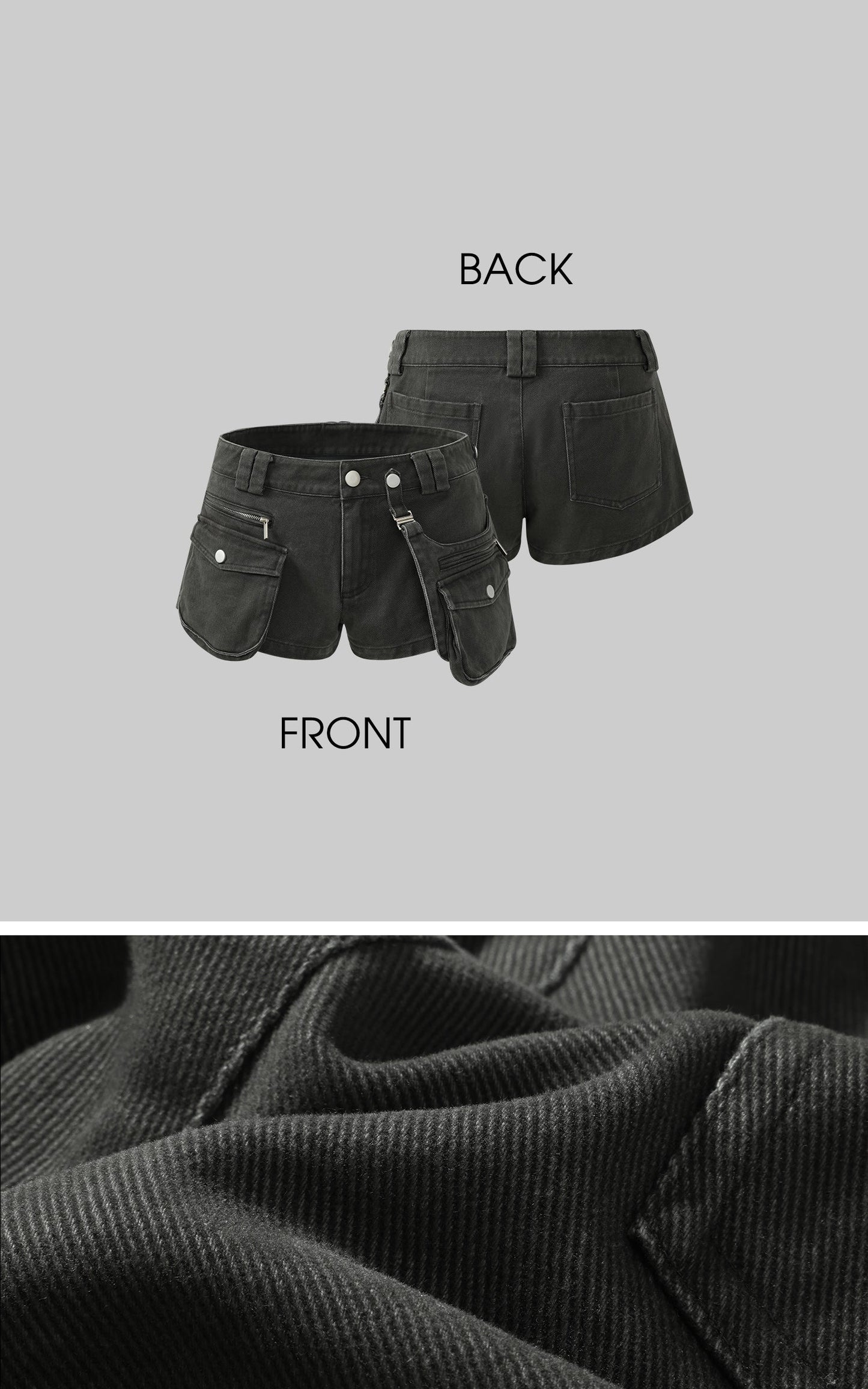 Multi-Pocket Utility Denim Shorts