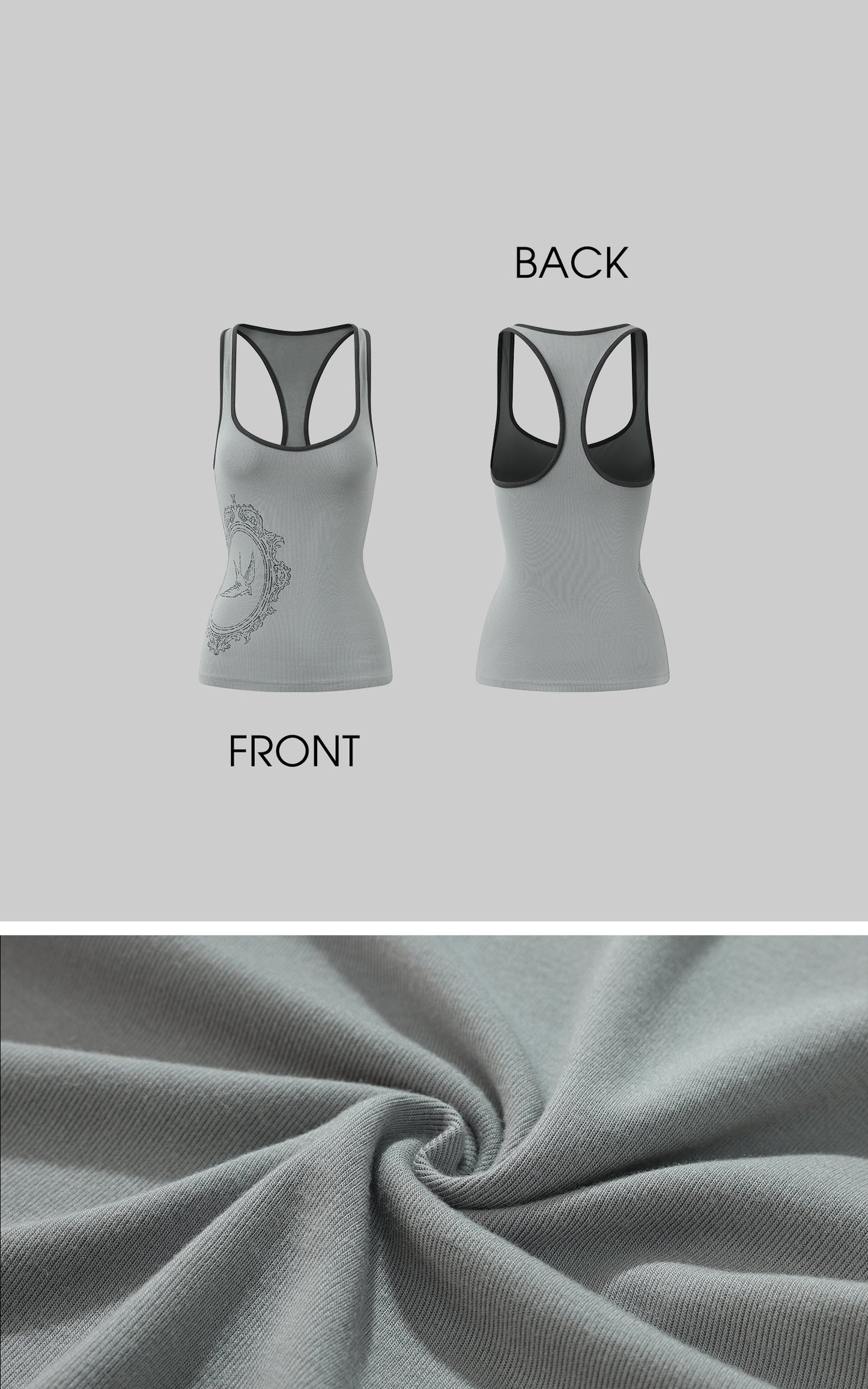 Contrast Frame Print Ribbed Fitted Top