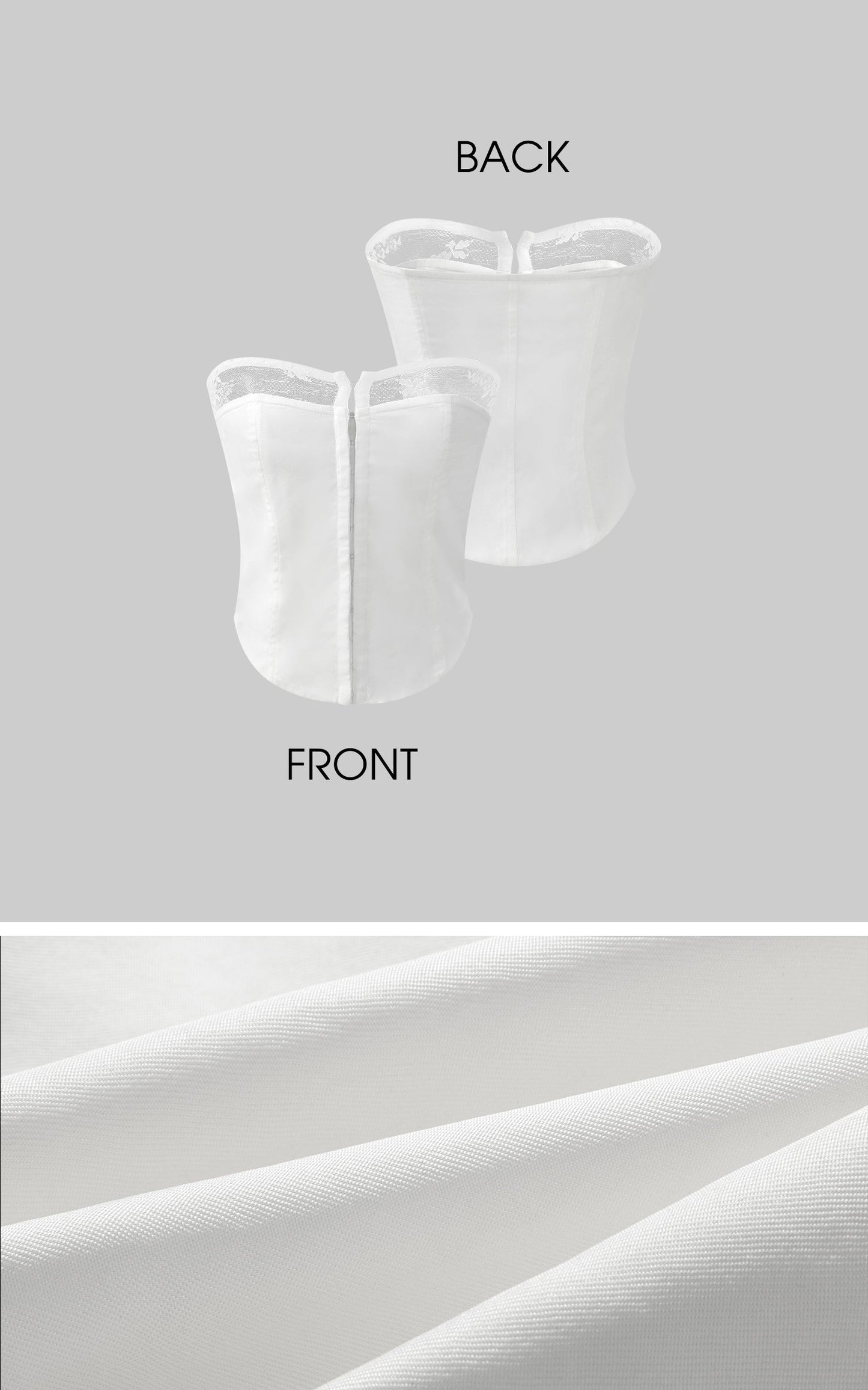 White Hook-Eye Bustier with Lace Trim