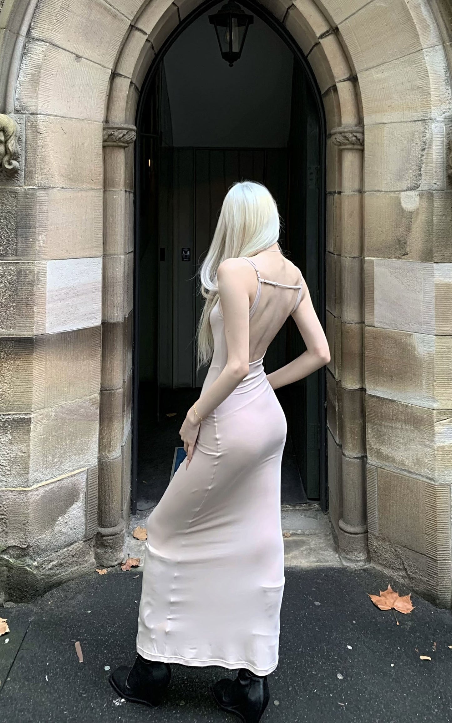 Leopard Appliqué Backless Maxi Dress
