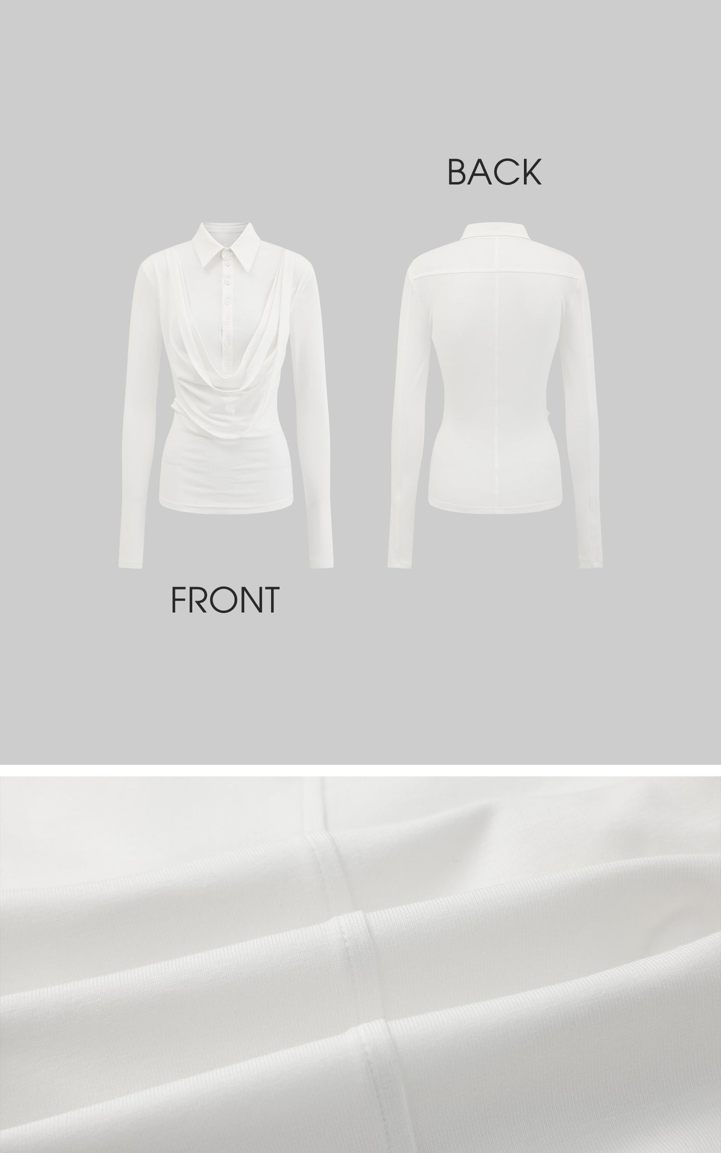 Draped Long-Sleeve Fitted T-Shirt